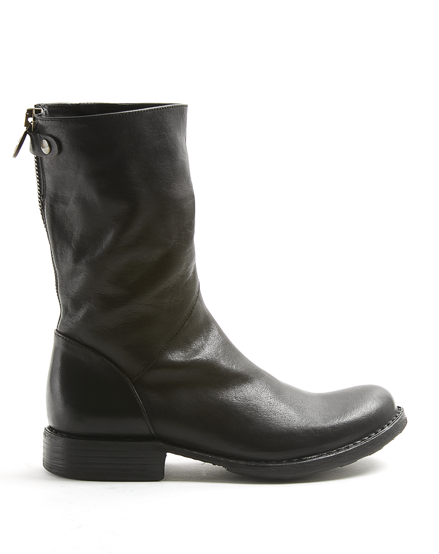メ*6様 fiorentlni +baker side zip boots gu ETERNITY EZEE Black leather mid height boots with diagonal zip