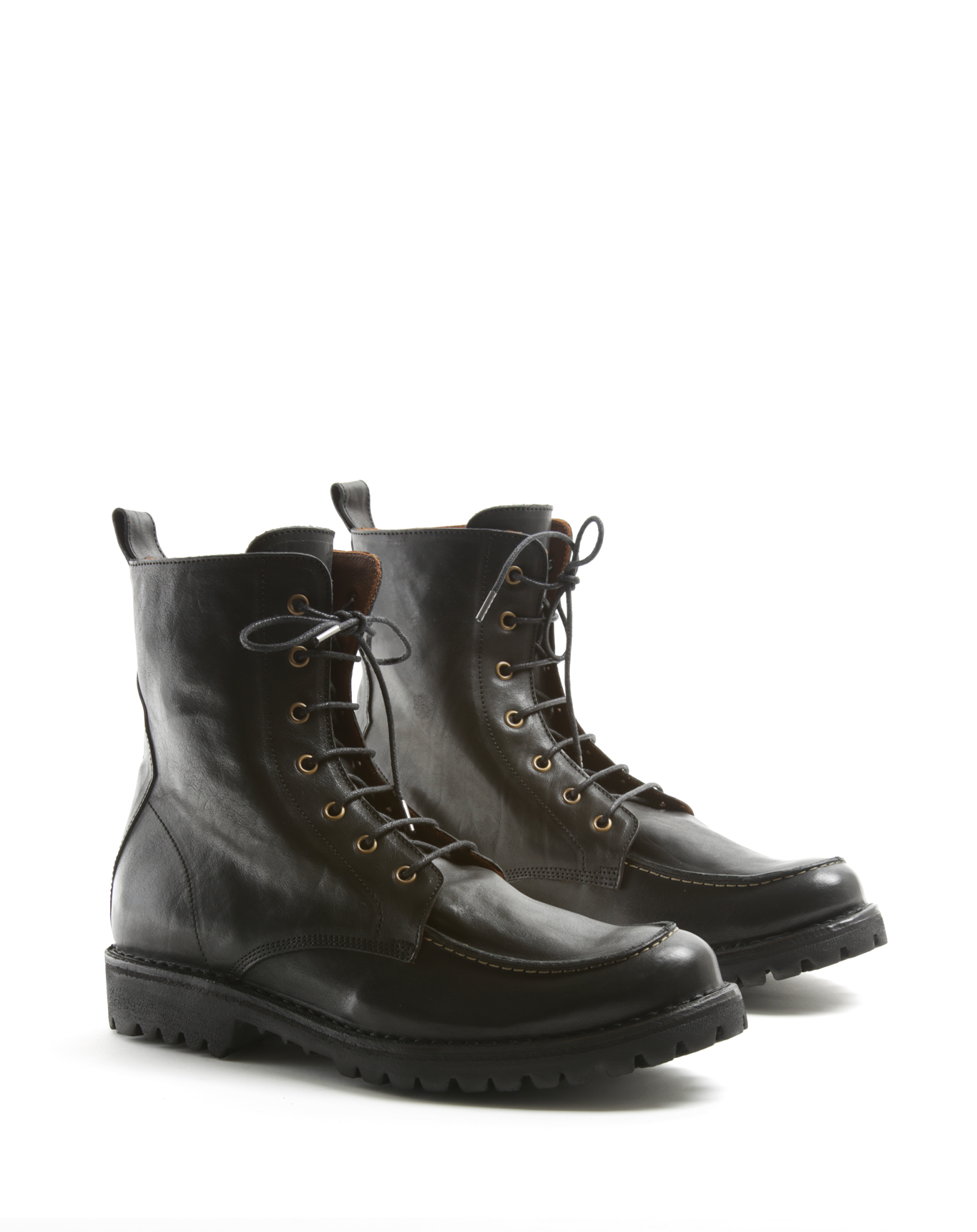 M-EXESS Black Leather Lace-up Boot