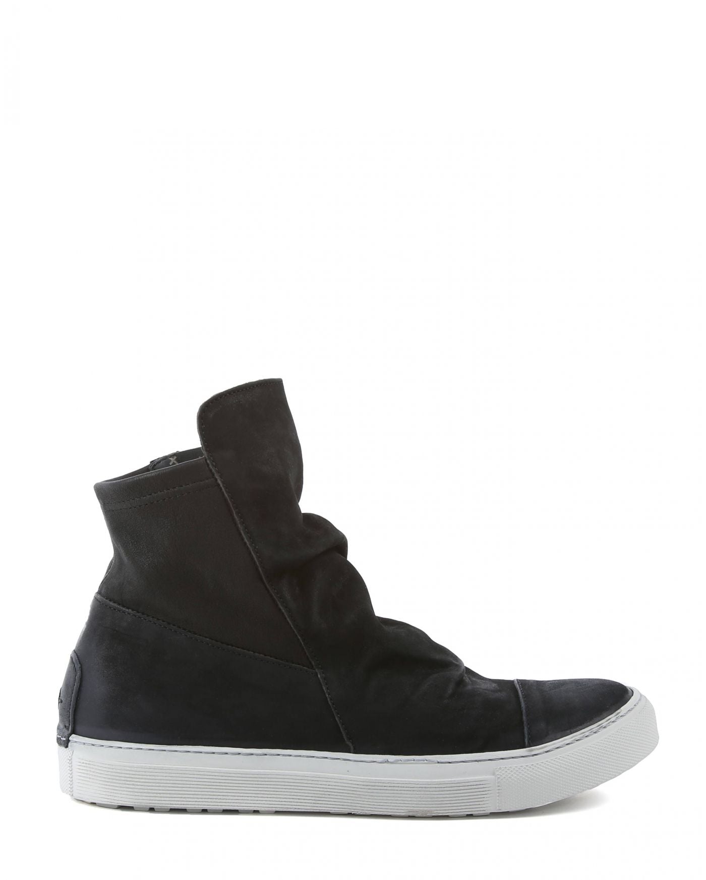 Fiorentini + Baker, BOLT BRET, Black leather sneaker boots with ruched vamp and inside zip-Made in Italy-side