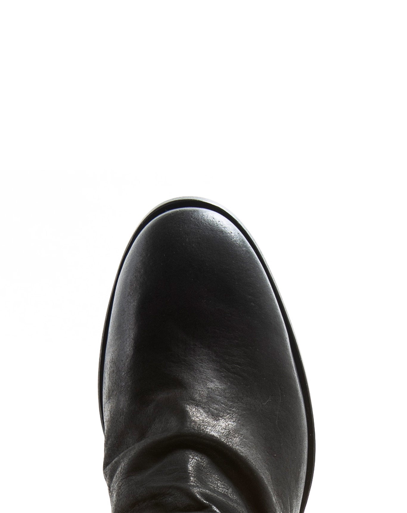Fiorentini + Baker, CHANCE CLAUS, Men ankle boots with elongated toe, naturally ruched vamp and inside zip in reversed black leather-Made in Italy-toe