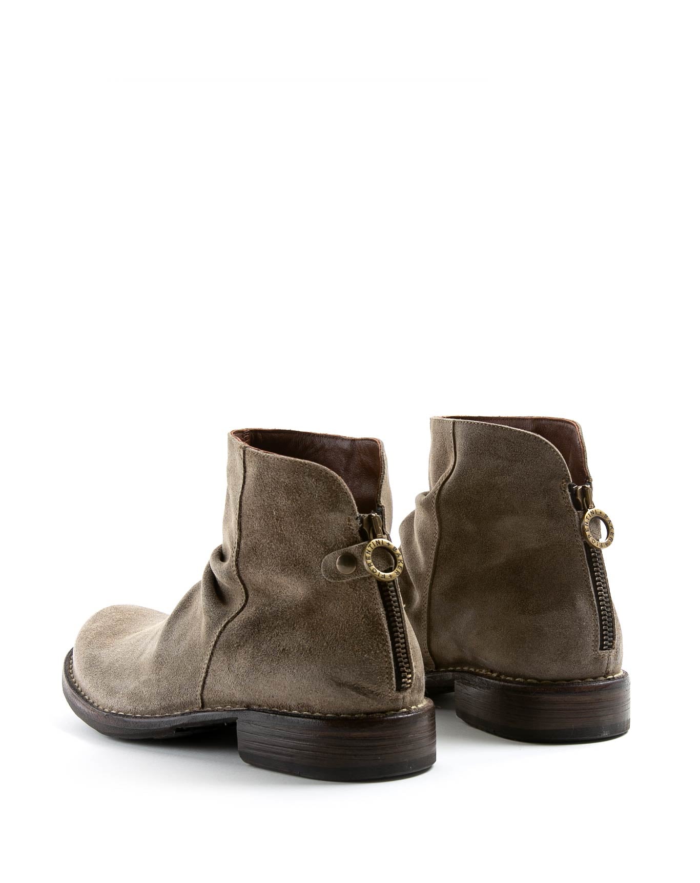 Fiorentini + Baker, ETERNITY ELINA, Grey suede men ankle boots with rear zip and round toe-Made in Italy-back