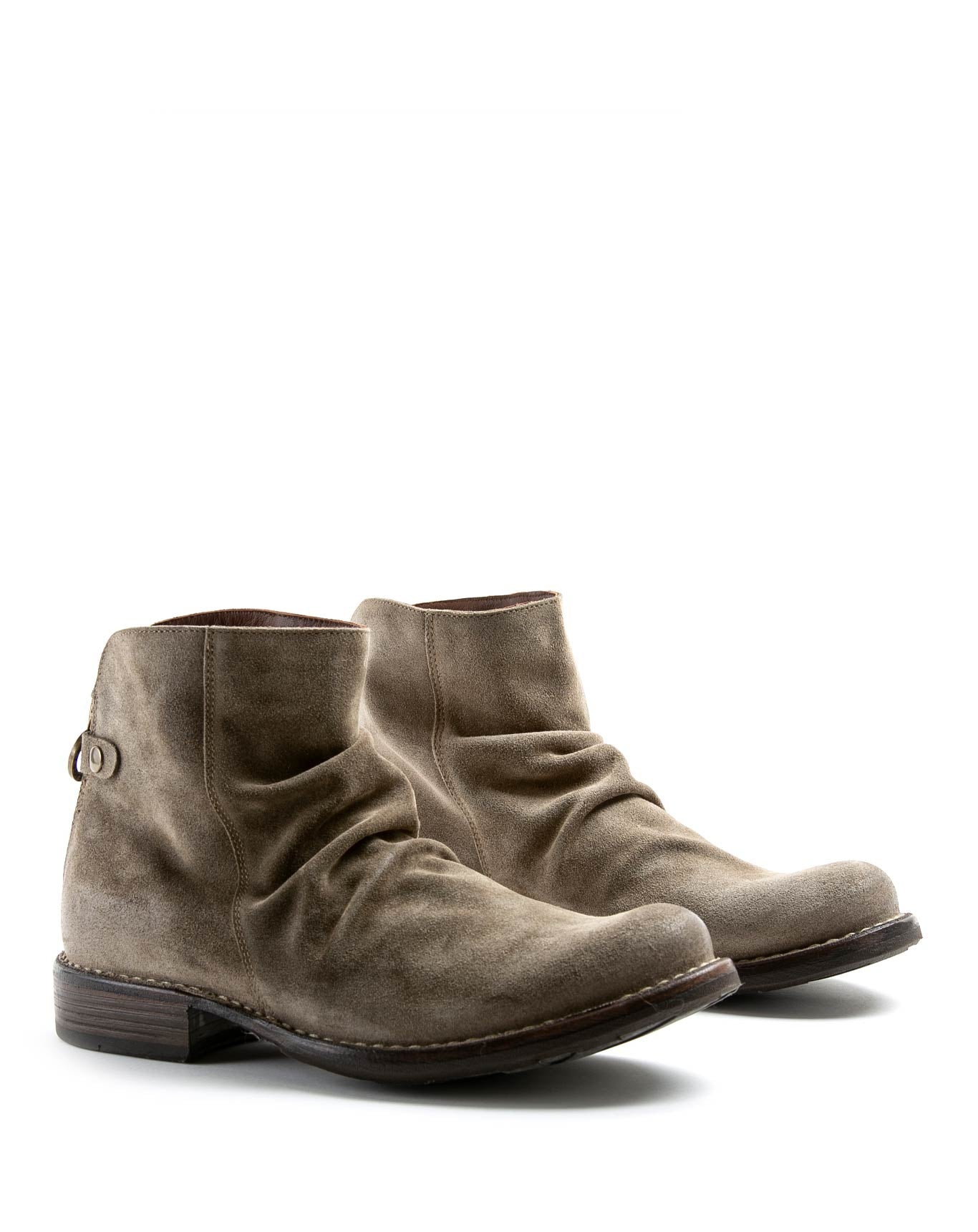 Fiorentini + Baker, ETERNITY ELINA, Grey suede men ankle boots with rear zip and round toe-Made in Italy-lateral