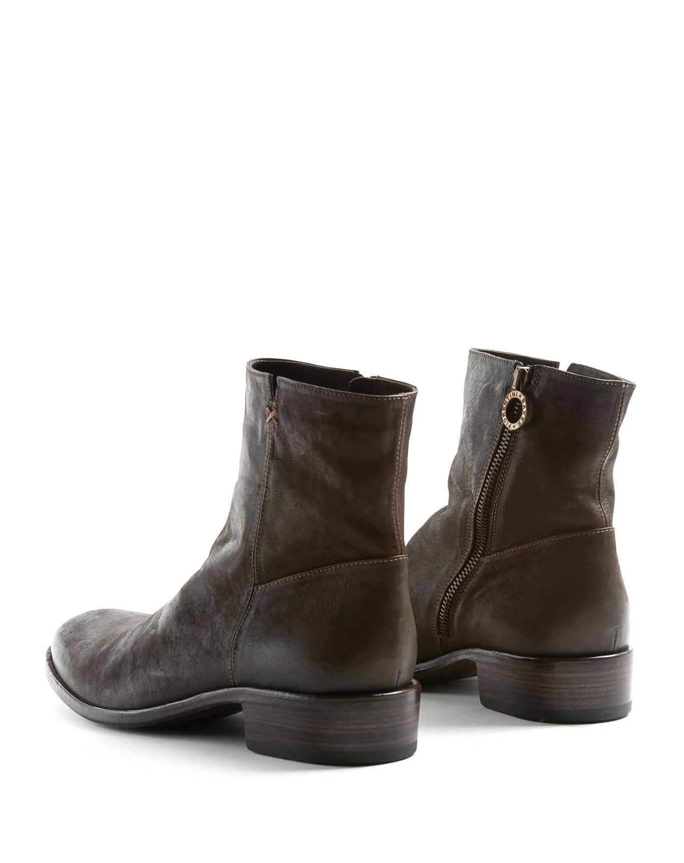Fiorentini + Baker, CHANCE CALE, Men ankle boots with elongated toe and inside zip in reversed brown leather-Made in Italy-lateral
