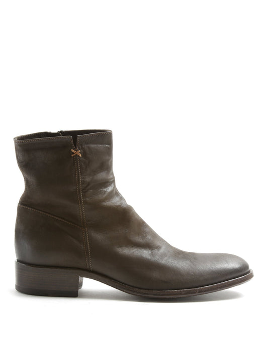 Fiorentini + Baker, CHANCE CALE, Men ankle boots with elongated toe and inside zip in reversed brown leather-Made in Italy-side