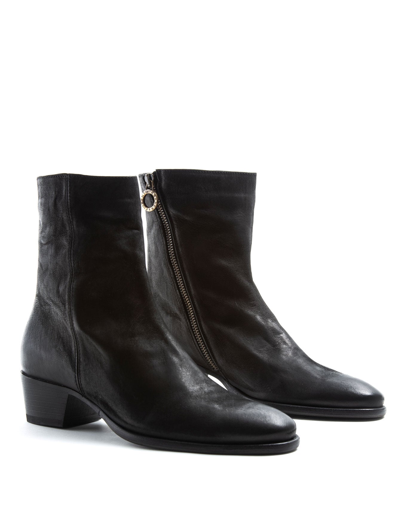 Fiorentini + Baker, KENNEY KATT, Fitted tall ankle boots with inside zip in brushed black leather-Made to last-lateral