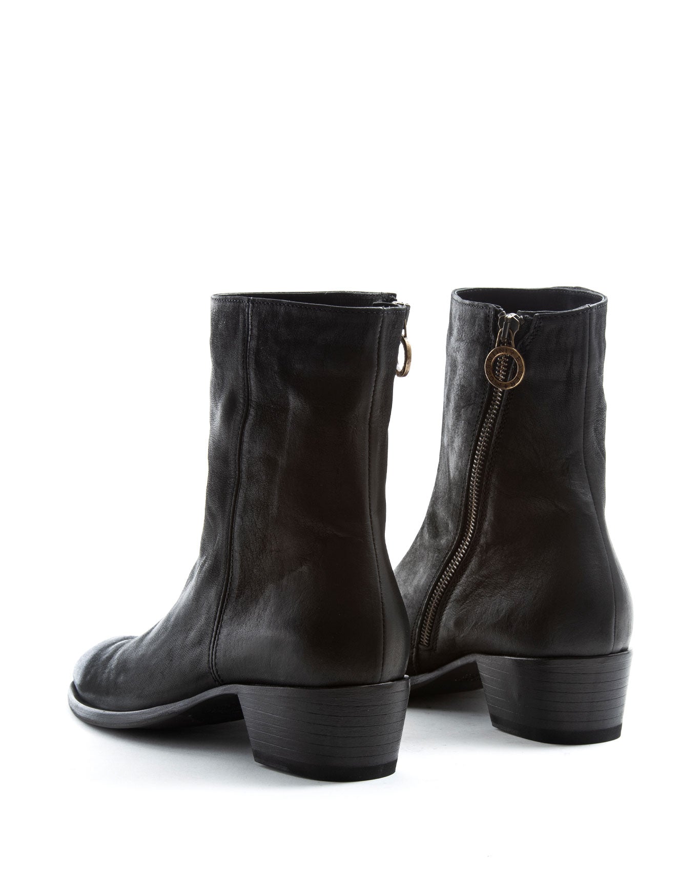 Fiorentini + Baker, KENNEY KATT, Fitted tall ankle boots with inside zip in brushed black leather-Made to last-back
