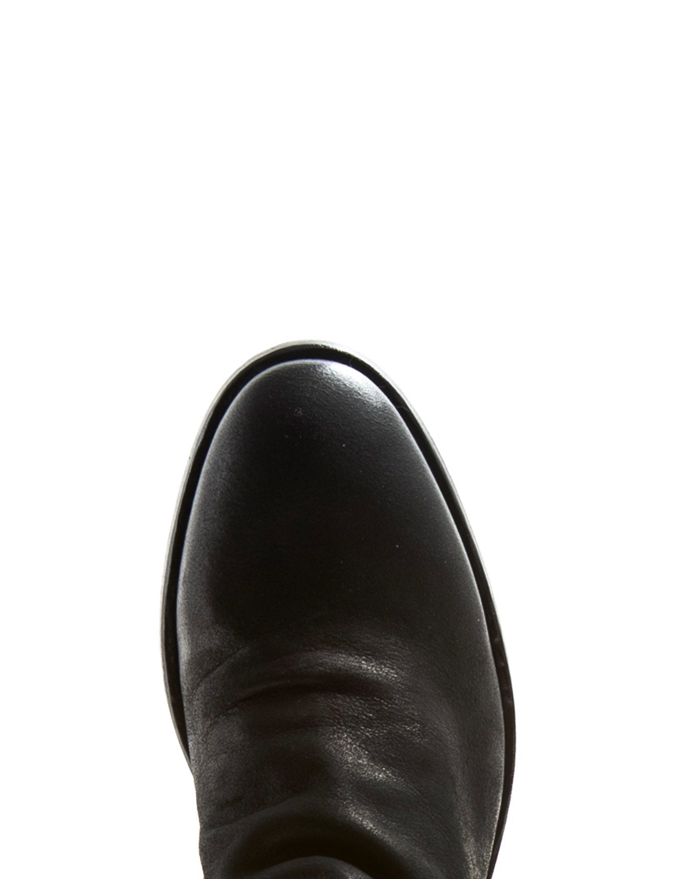 Fiorentini + Baker, CHANCE CLAUS, Women ankle boots with elongated toe, naturally ruched vamp and inside zip in reversed black leather-Made in Italy-toe