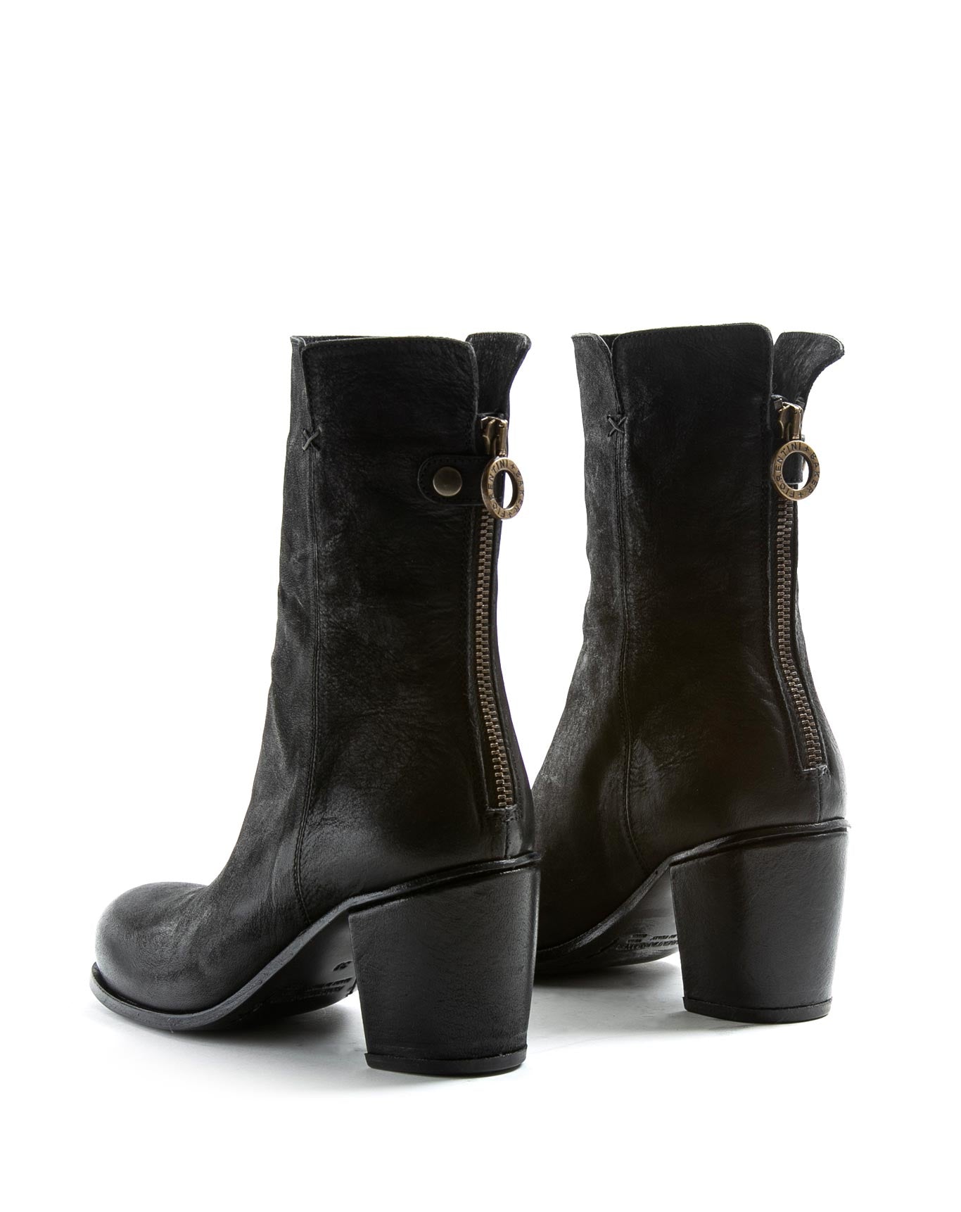 Fiorentini + Baker, J JONI, Tall ankle boots with squared toe and 7.5cm heel in reversed black leather-Made in Italy-back