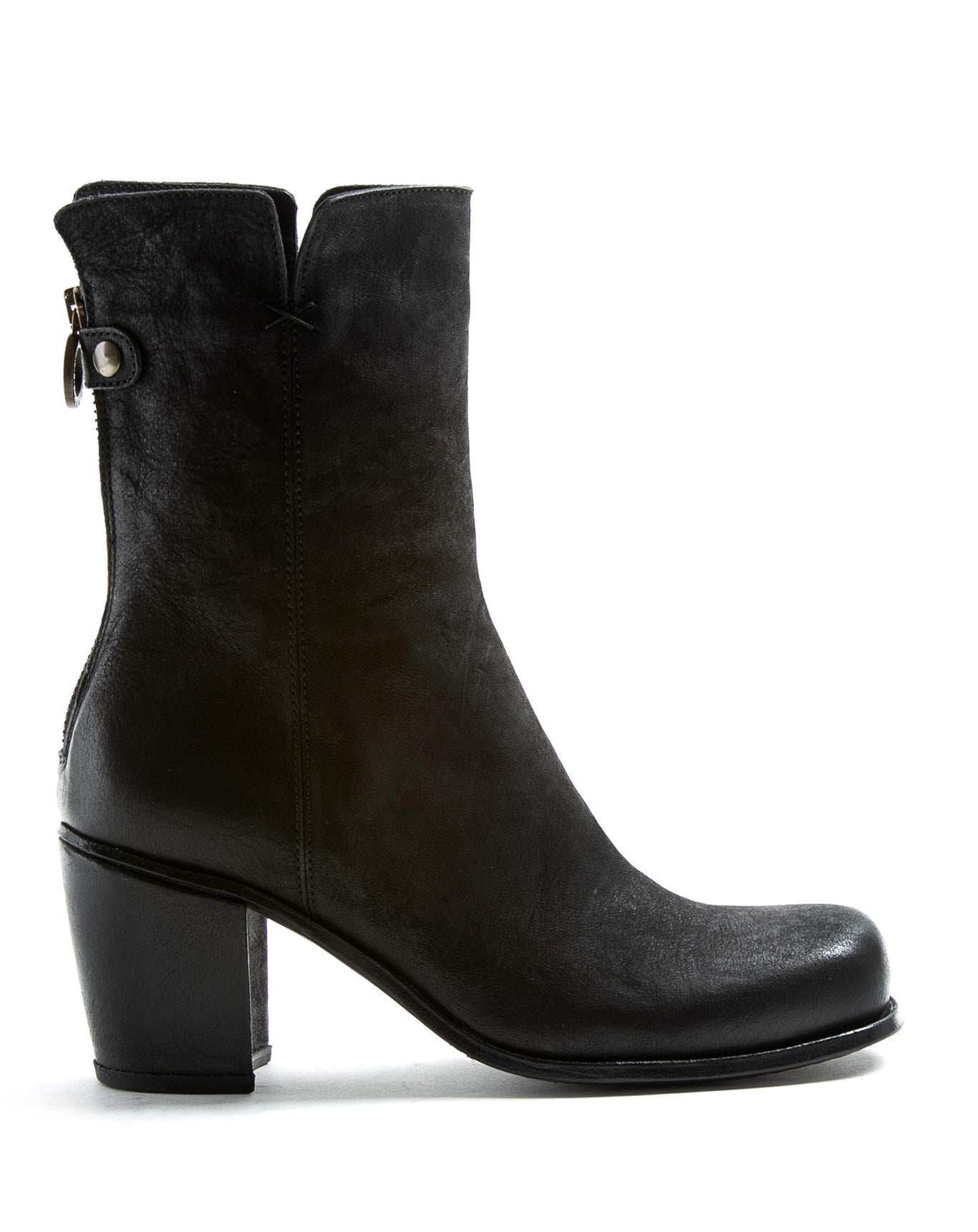 Fiorentini + Baker, J JONI, Tall ankle boots with squared toe and 7.5cm heel in reversed black leather-Made in Italy-side