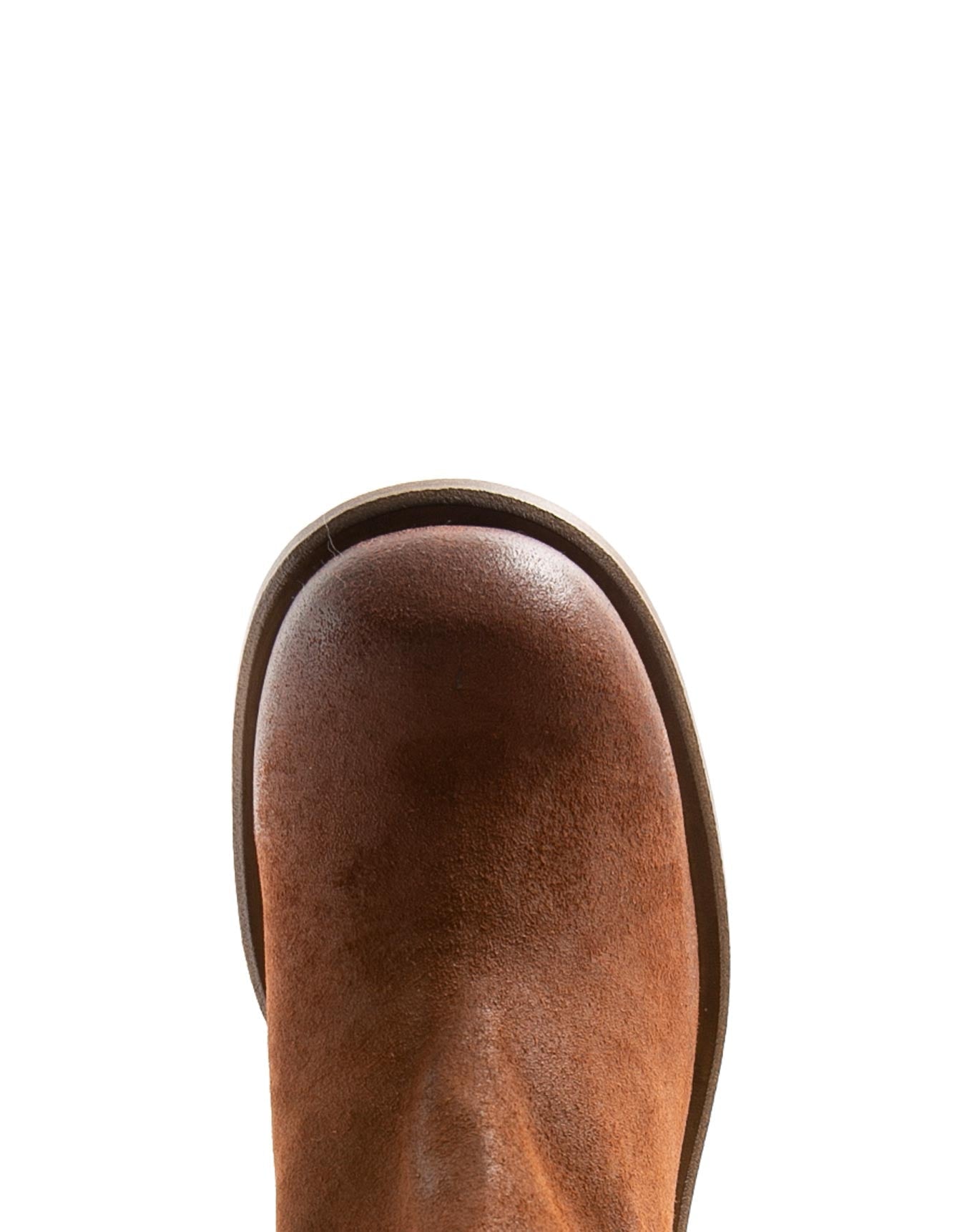 Fiorentini + Baker, MELLOW MENI, Women tall ankle boots with rear zip in brown suede, squared toe and 5cm heel in black leather-Made in Italy-toe