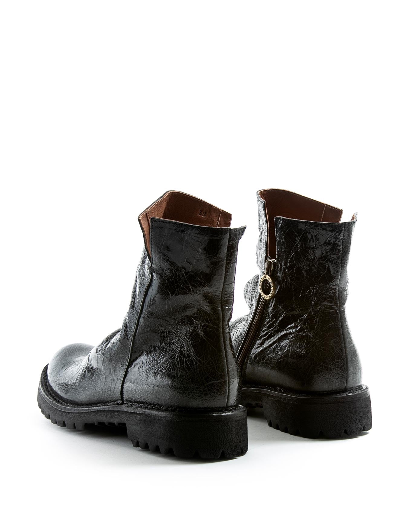 Fiorentini + Baker, ETERNITY MASSIVE M-ELF, Ankle boots with slightly ruched vamp and a thick rubber sole in distressed black leather-Made in Italy-back