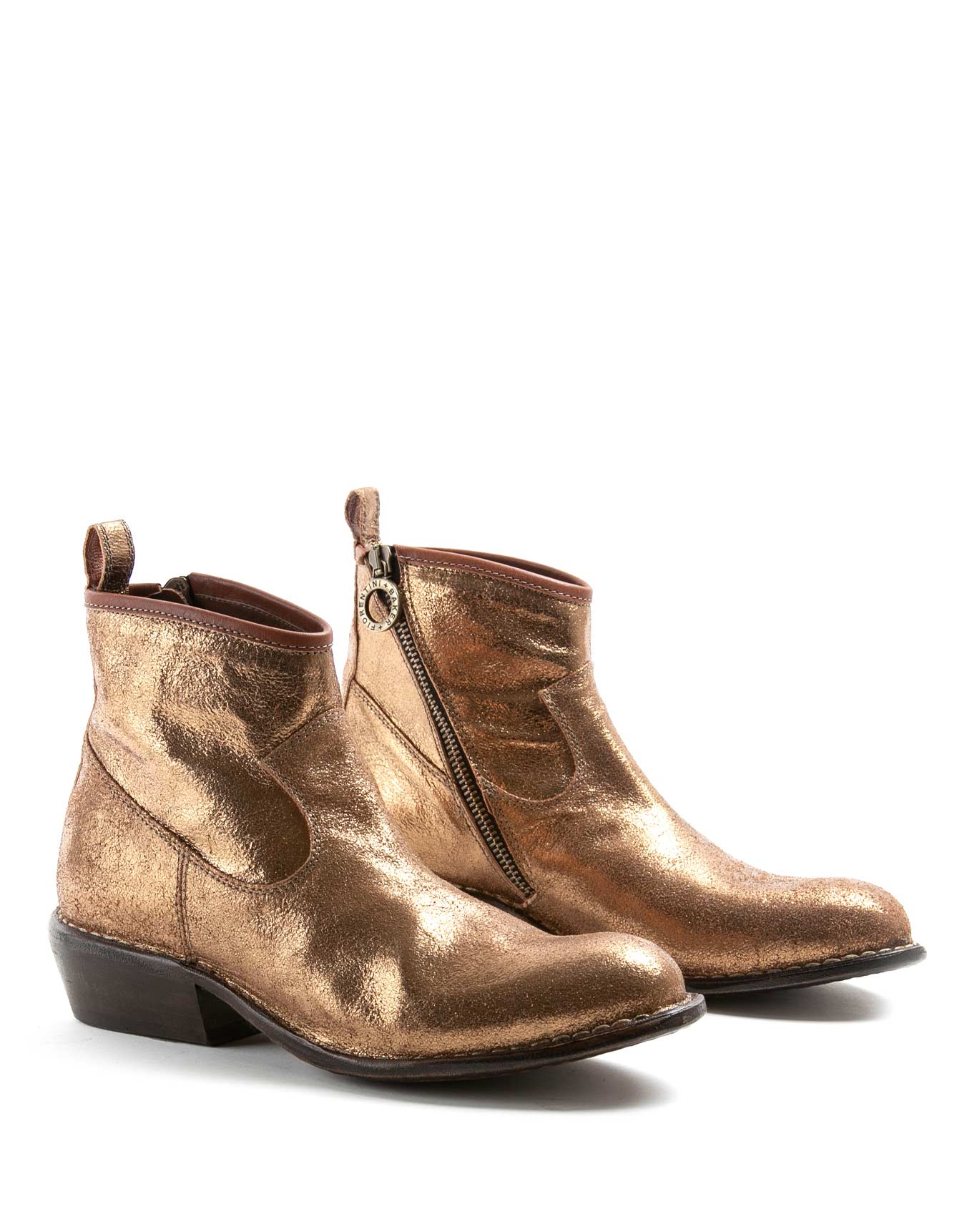 Fiorentini + Baker, ROCKER REN, Gold leather ankle boots with slightly pointed toe and 4.5cm heel-Made in Italy-lateral