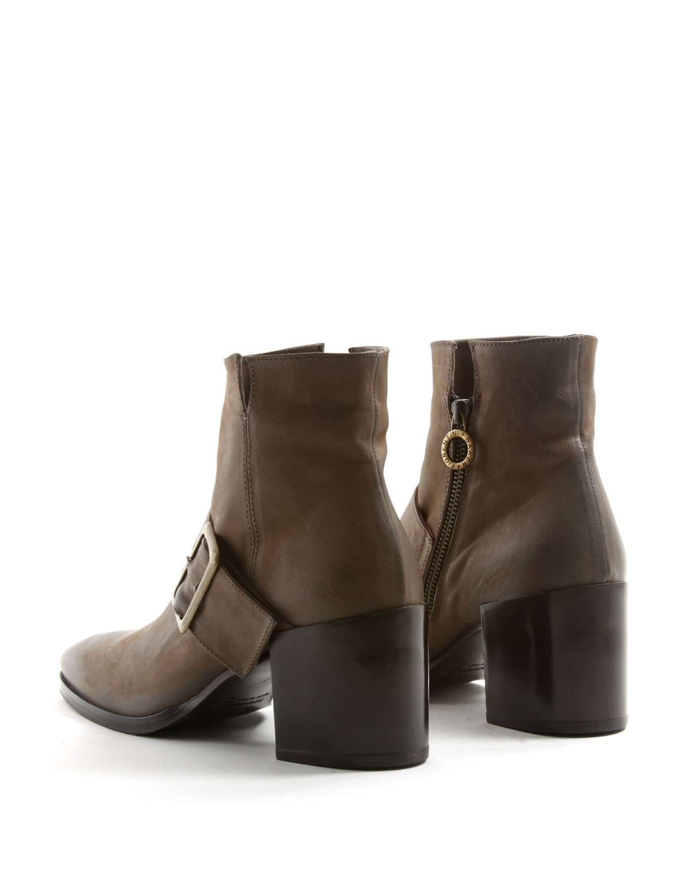 Fiorentini + Baker, CLAREY CAPE, Comfortable brown ankle boots with wide instep, buckled strap, squared toe and 7cm heel -Made to last-back