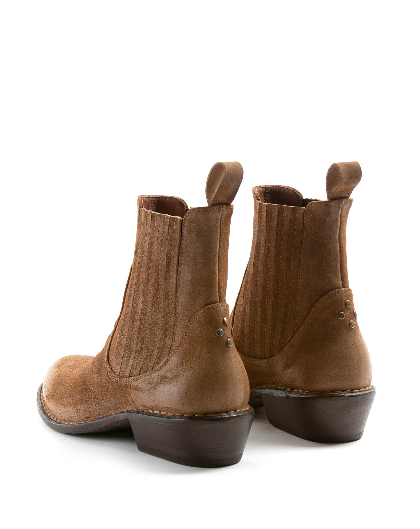 Fiorentini + Baker, ROCKER RUSE, Pull-on ankle boots with elasticated side panels and slightly pointed toe in brown suede-Made in Italy-back