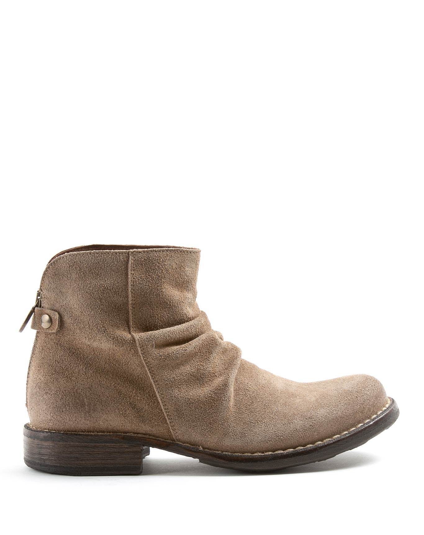 Fiorentini + Baker, ETERNITY ELINA, Tobacco suede women ankle boots with rear zip and round toe-Made in Italy-side