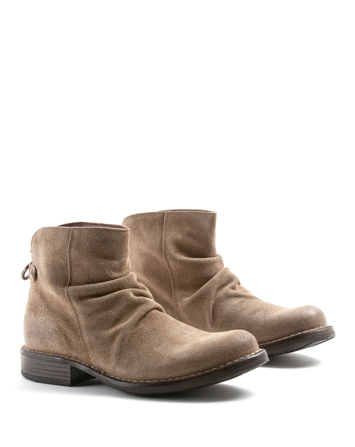 Fiorentini + Baker, ETERNITY ELINA, Tobacco suede women ankle boots with rear zip and round toe-Made in Italy-lateral
