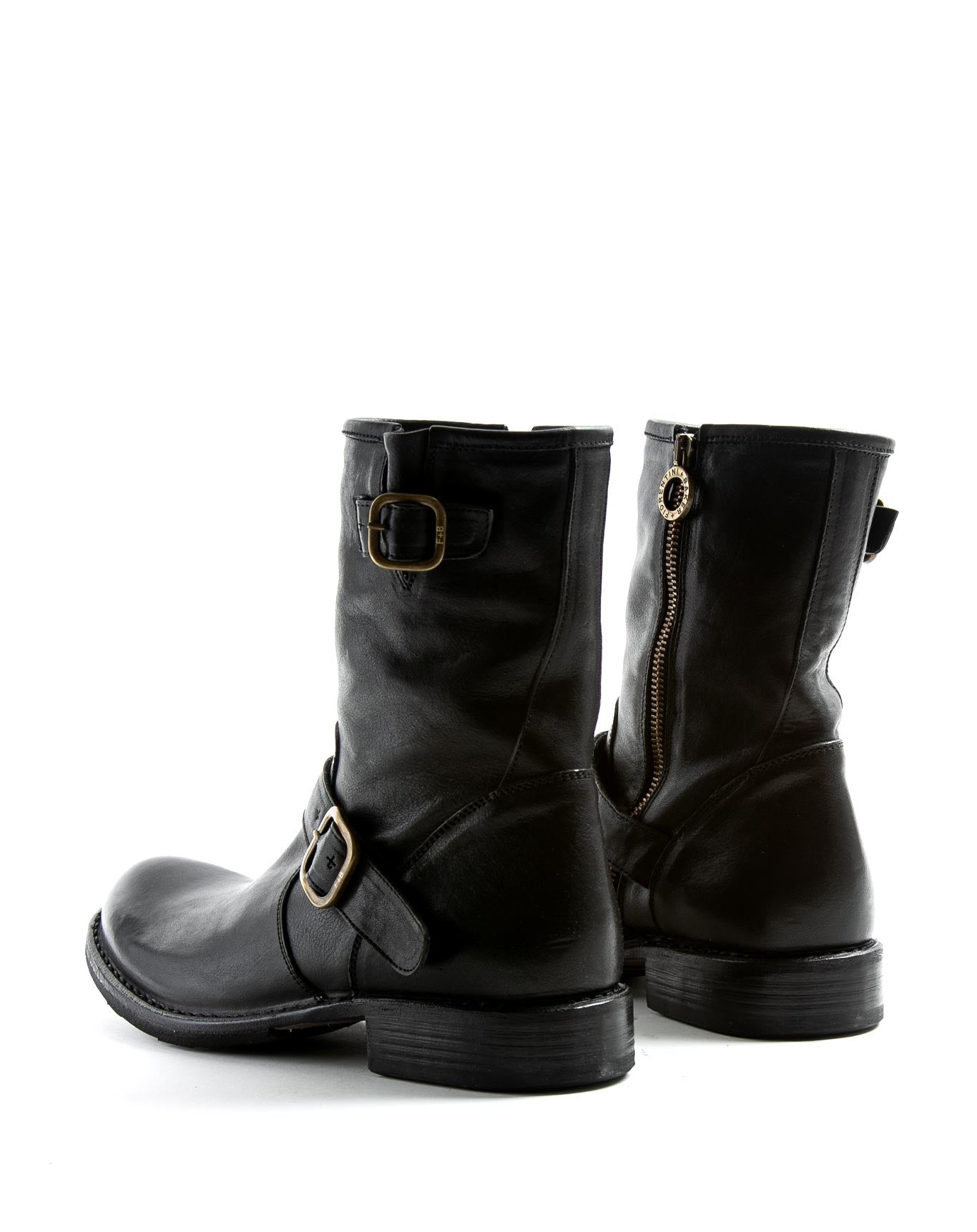 Fiorentini + Baker, ETERNITY EVIA, Biker ankle boots with buckle detailing and inside zip in black leather-Made in Italy-back
