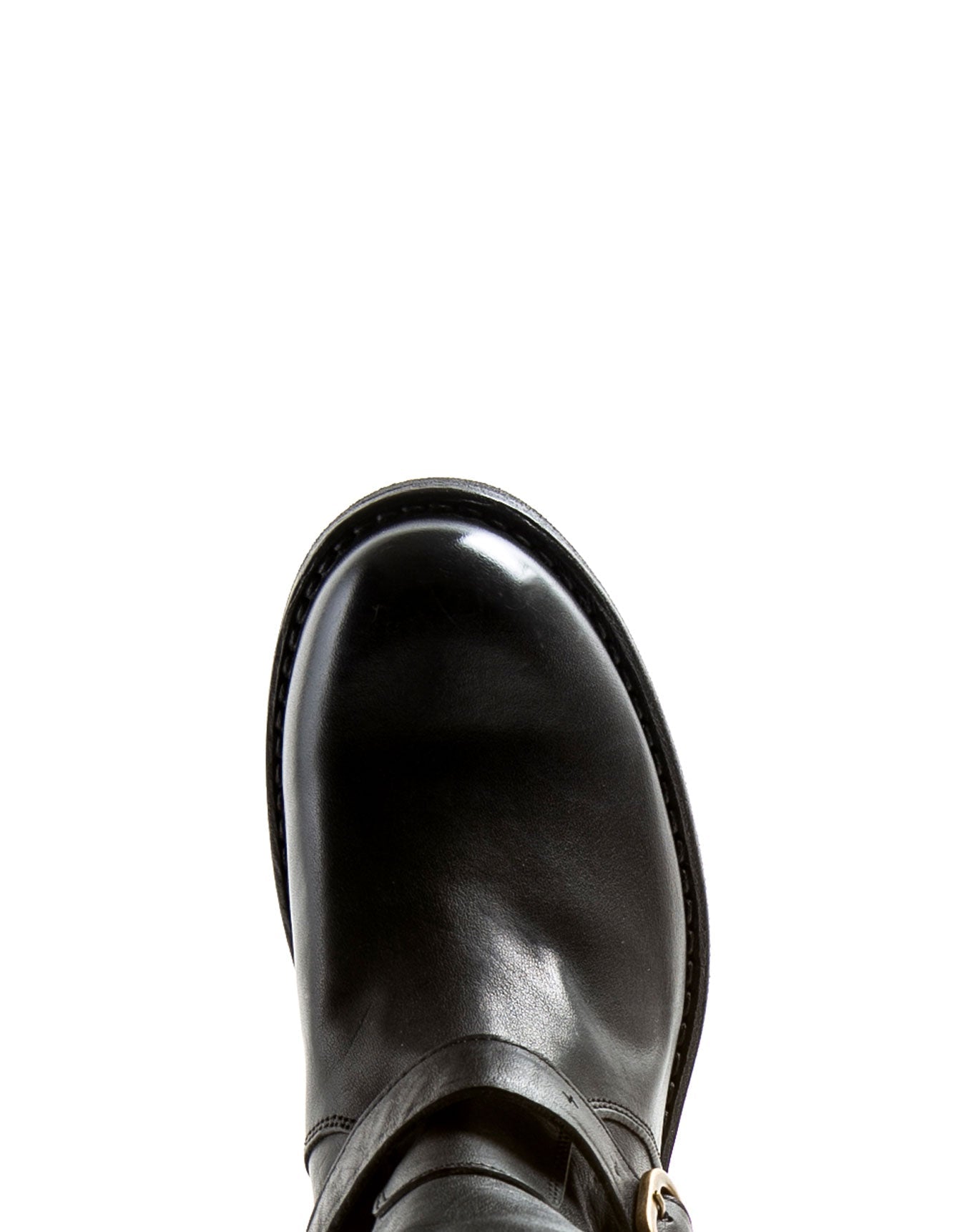 Fiorentini + Baker, ETERNITY EVIA, Biker ankle boots with buckle detailing and inside zip in black leather-Made in Italy-toe
