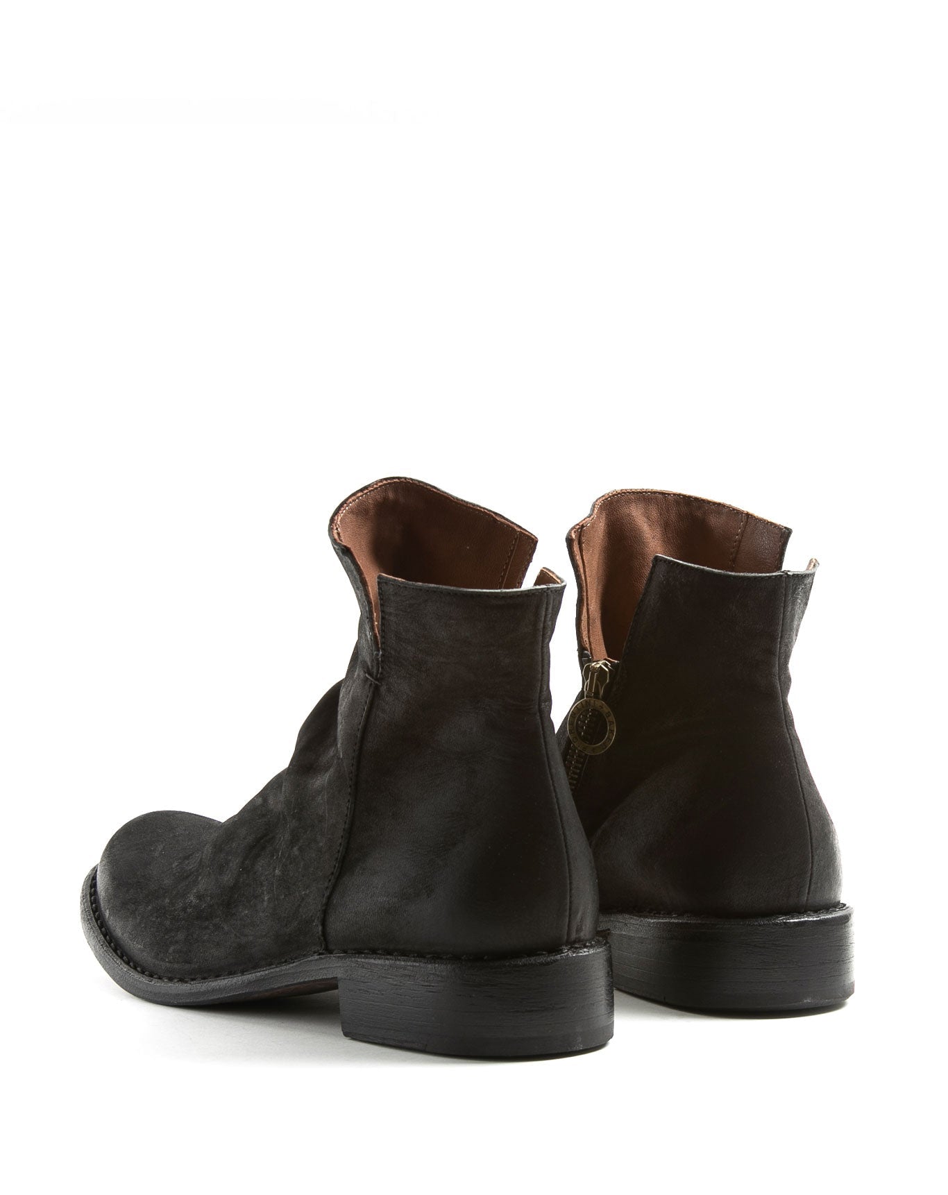 Fiorentini + Baker, FRATERNITY FAS, Ankle boots with inside zip and round toe in reversed black leather-Made in Italy-back