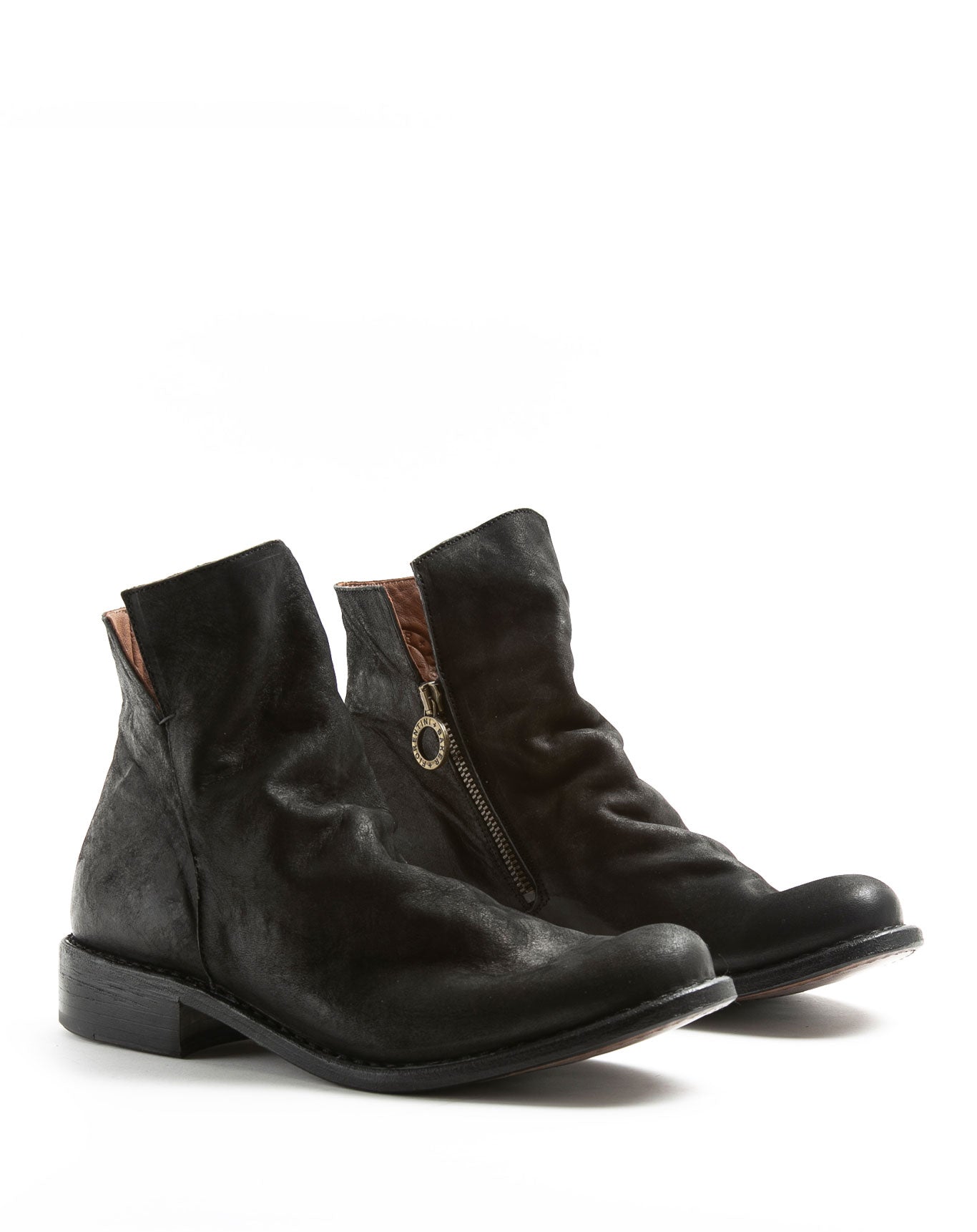 Fiorentini + Baker, FRATERNITY FAS, Ankle boots with inside zip and round toe in reversed black leather-Made in Italy-lateral