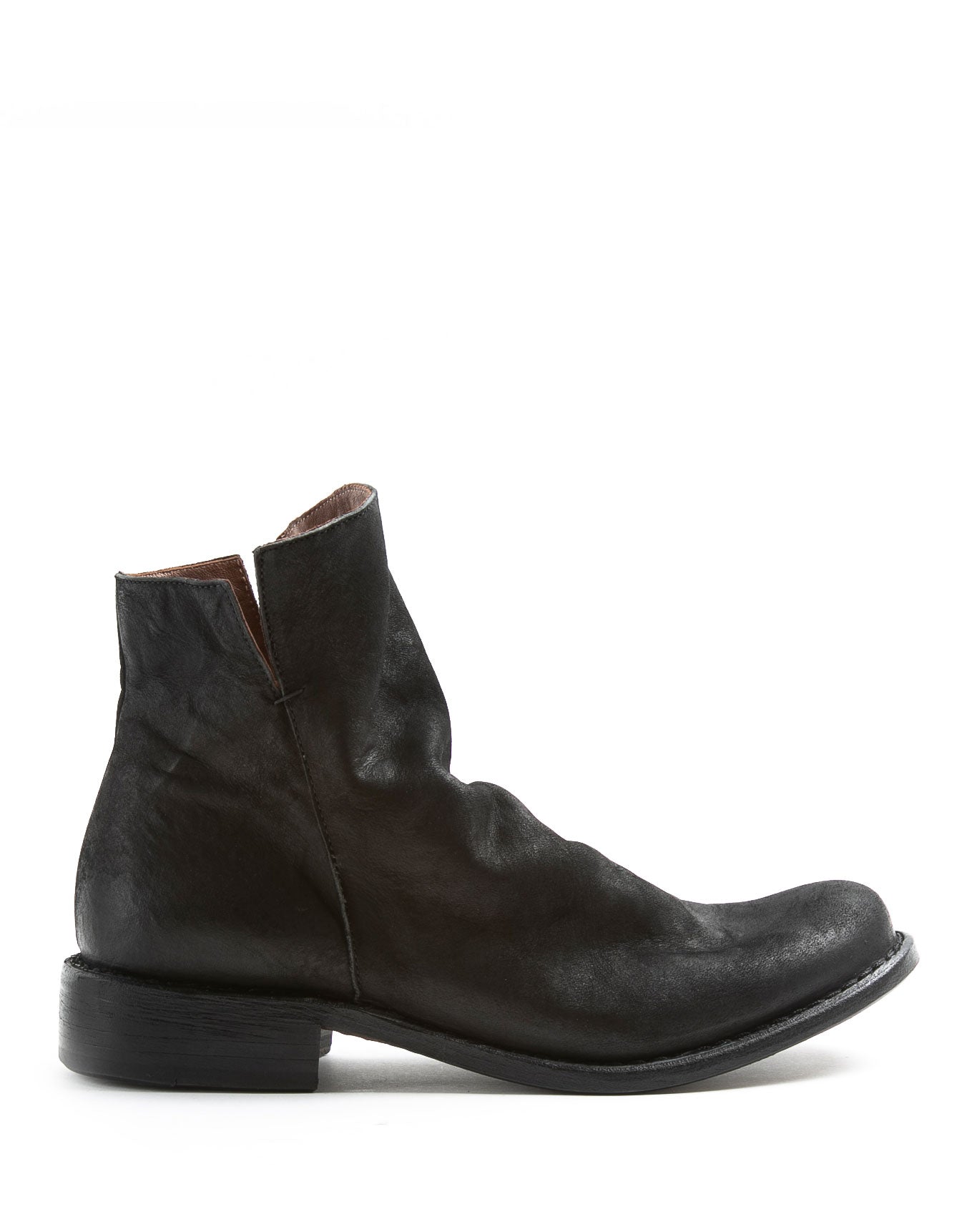Fiorentini + Baker, FRATERNITY FAS, Ankle boots with inside zip and round toe in reversed black leather-Made in Italy-side
