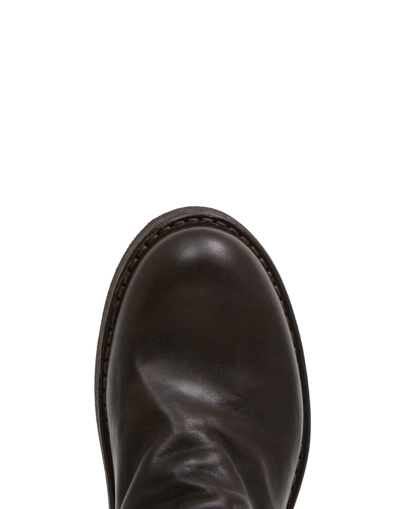 Fiorentini + Baker, ETERNITY ESPOT, Brown leather biker boots with slightly ruched vamp and adjustable rear strap-Made in Italy-toe