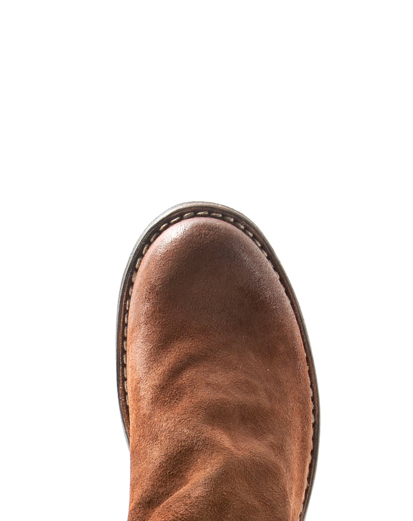 Fiorentini + Baker, ETERNITY ELF, Brown suede ankle boots with slightly ruched vamp and inside zip-Made in Italy-toe