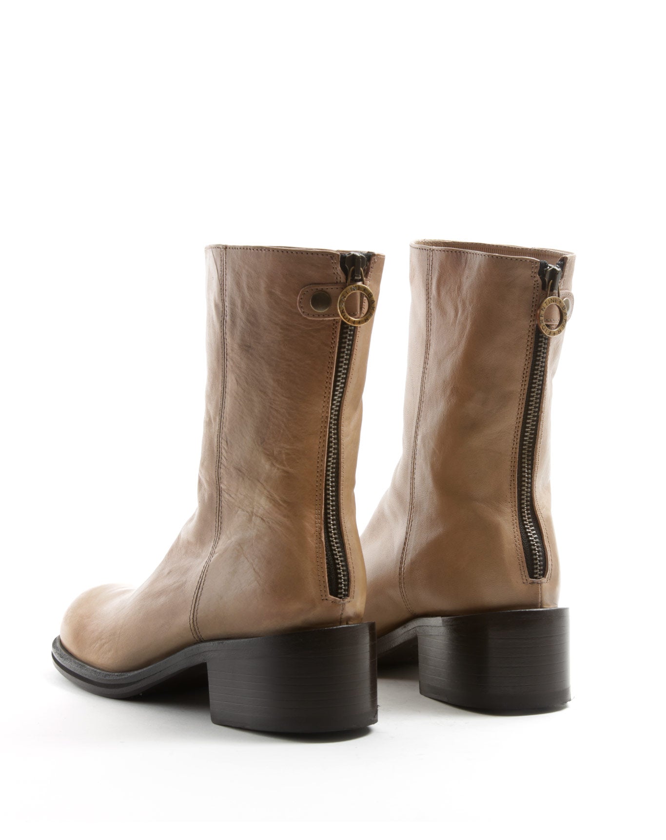 Fiorentini + Baker, MIX MENNY, Women tall ankle boots with rear zip, squared toe and 5cm heel in sand leather-Made in Italy-back