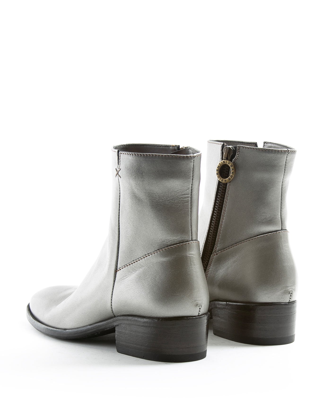 Fiorentini + Baker, CHANCE CALE, Silver leather women ankle boots with elongated shape and inside zip-Made in Italy-back