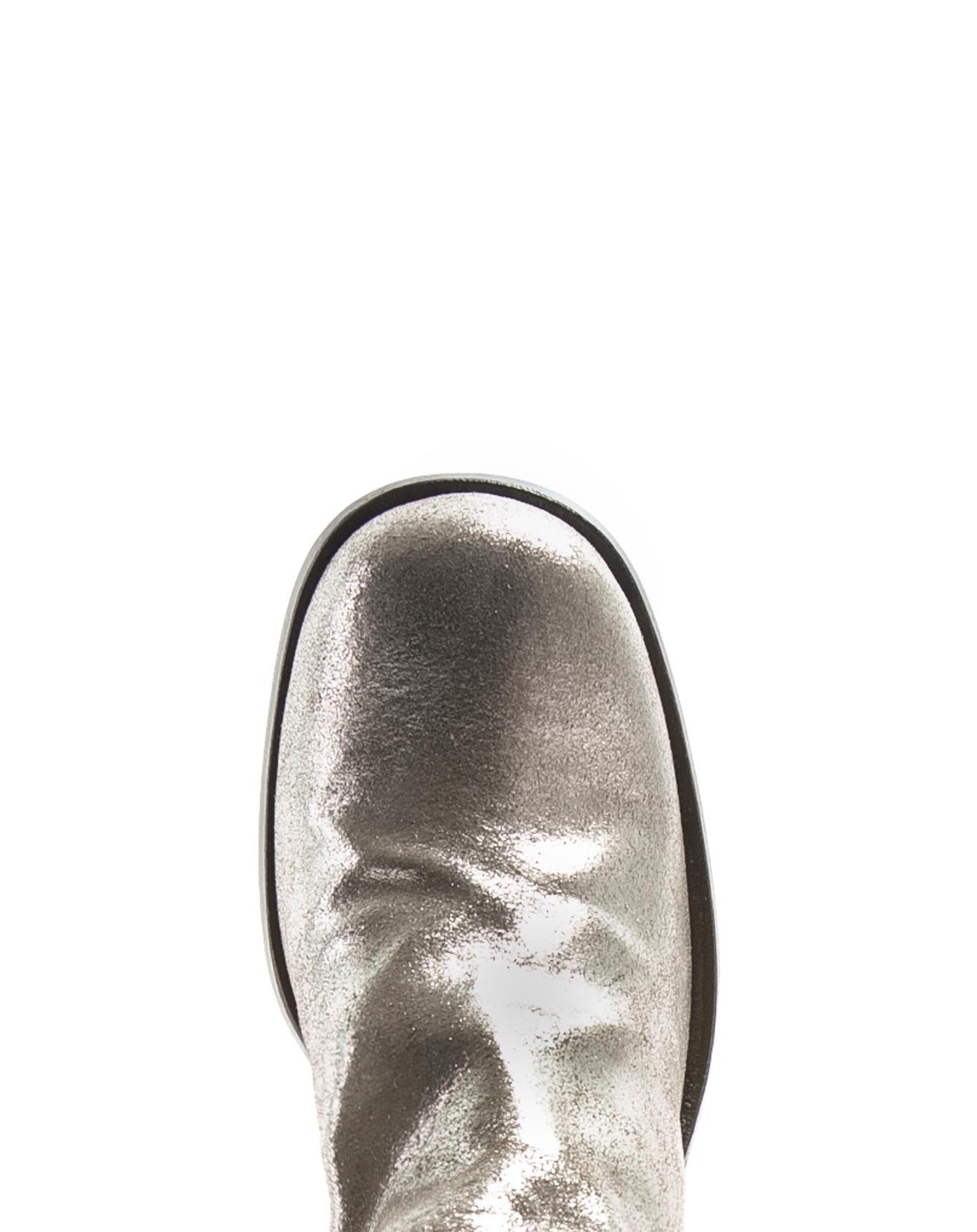 Fiorentini + Baker, J JONI, Gunmetal leather tall ankle boots with squared toe and 7.5cm heel-Made in Italy-toe