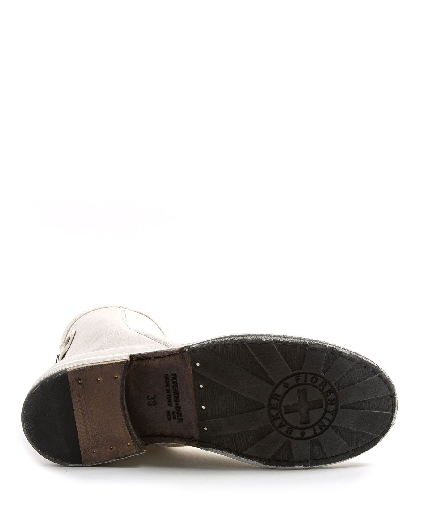 Fiorentini + Baker, ETERNITY EVEN, White leather women tall ankle boots with slightly ruched vamp and rear zip-Made in Italy-sole