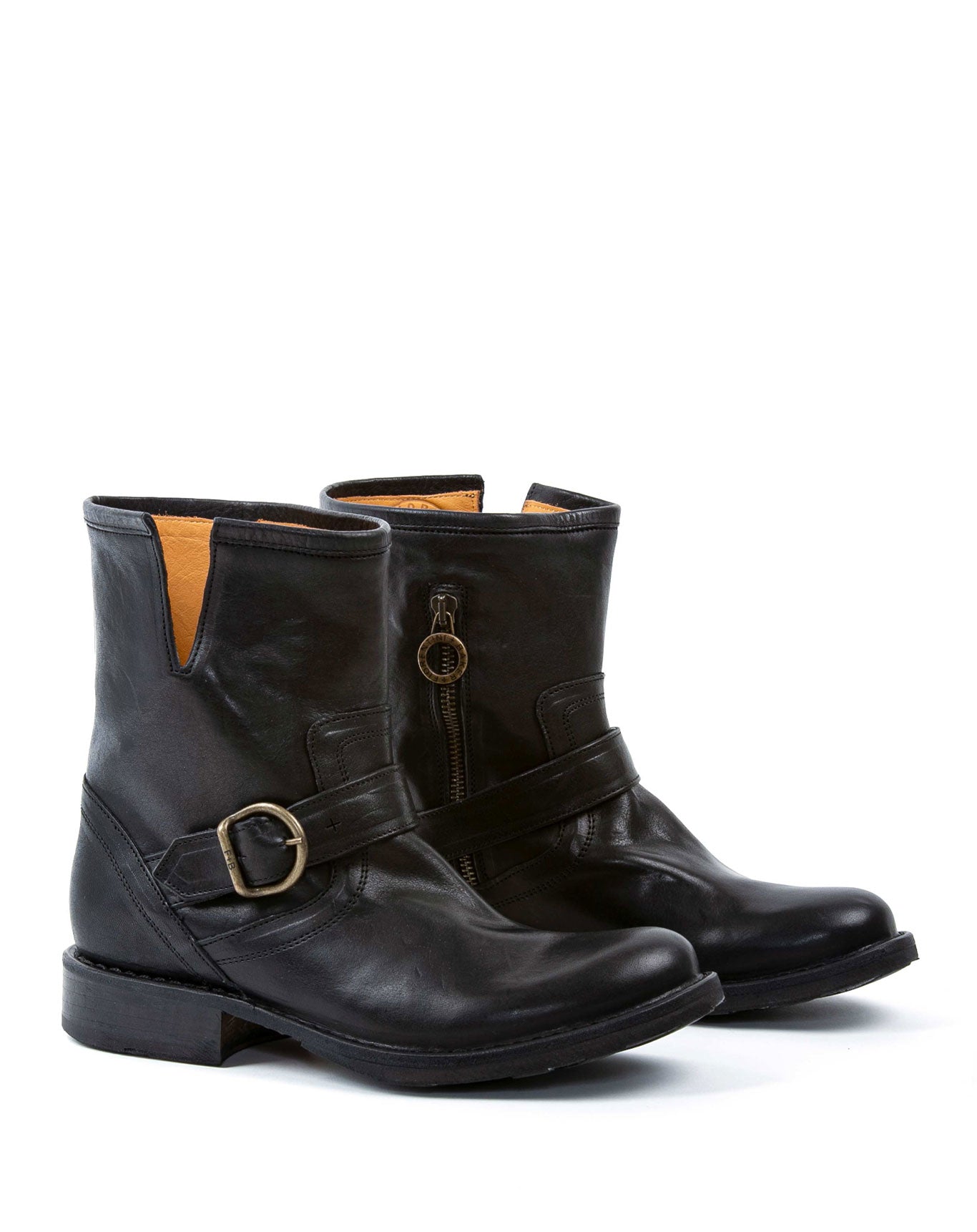 Fiorentini + Baker, ETERNITY ELI, Black leather ankle biker boots with adjustable strap and inside zip-Made in Italy-lateral