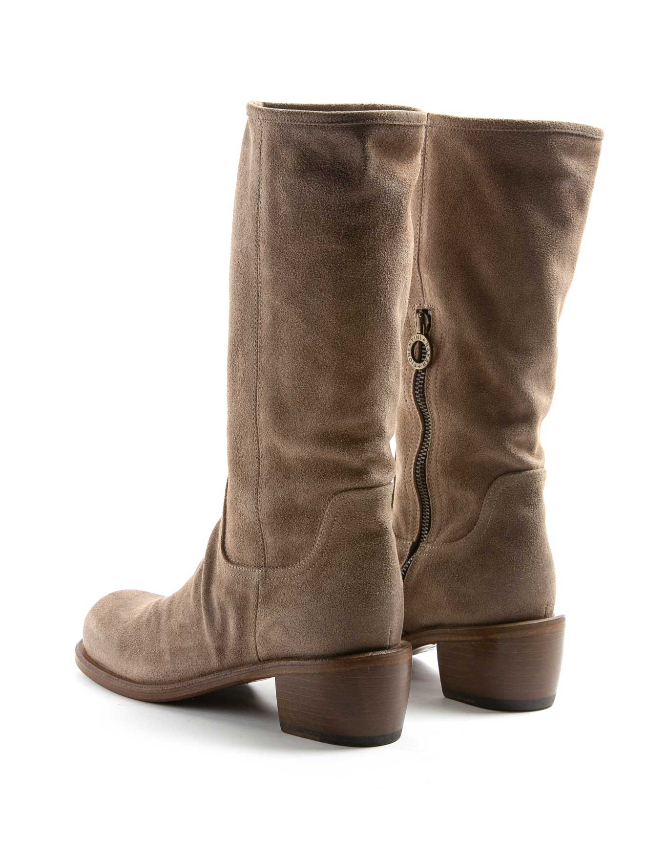 Fiorentini + Baker, MELLOW MOLLYS, Tobacco suede mid-calf boots with squared toe and 5cm heel-Made in Italy-back