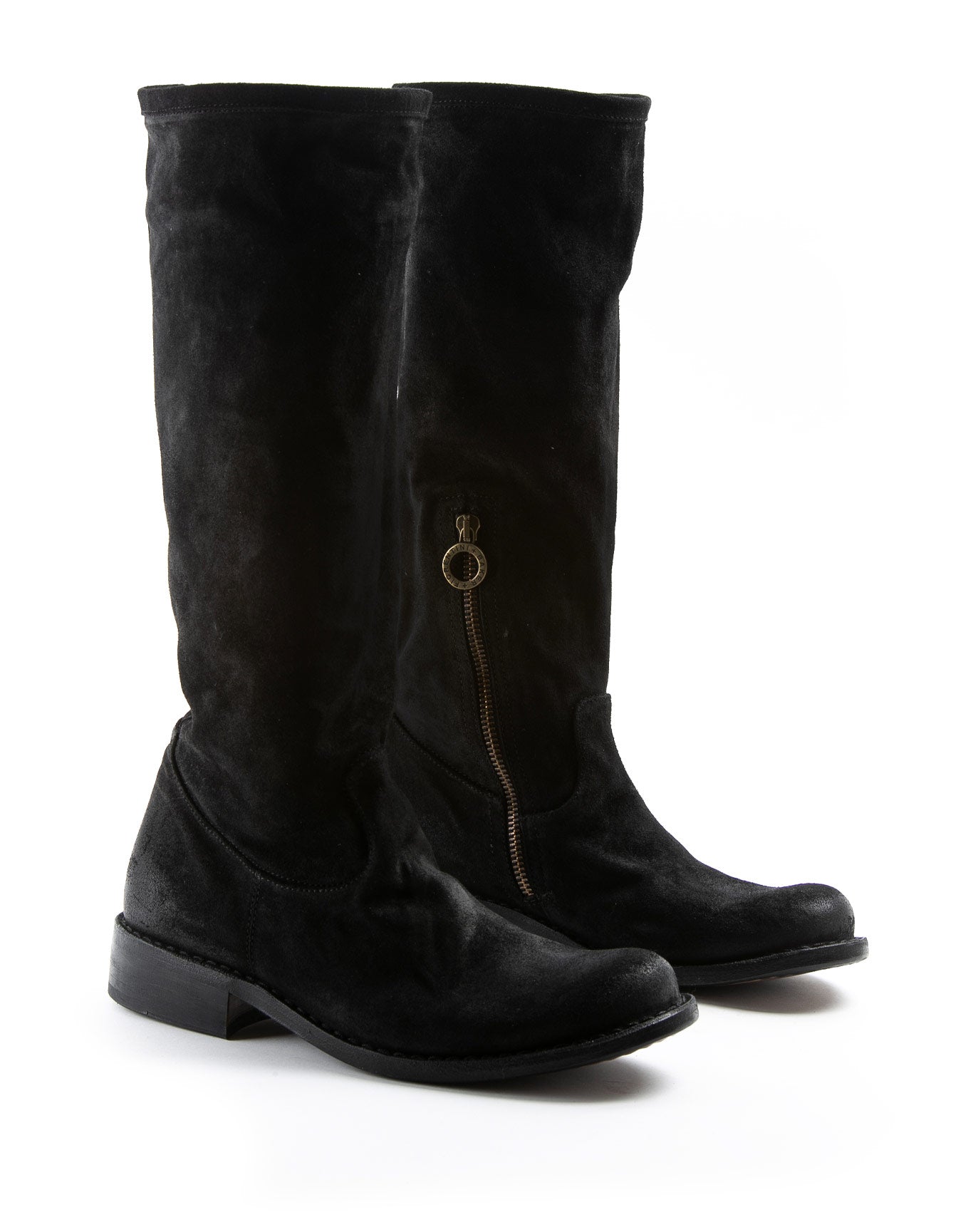 Fiorentini + Baker, FRATERNITY FEVO, Women tall pull on boots with a slouchy look in black suede-Made in Italy-lateral