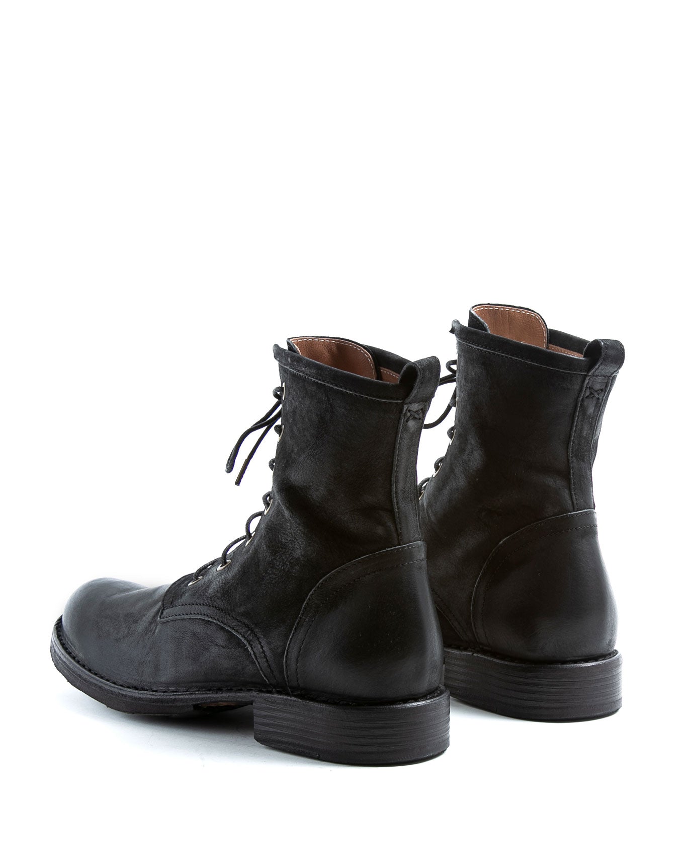 Fiorentini + Baker, ETERNITY ELME, Military style lace-up tall ankle boots in reversed black leather-Made in Italy-back