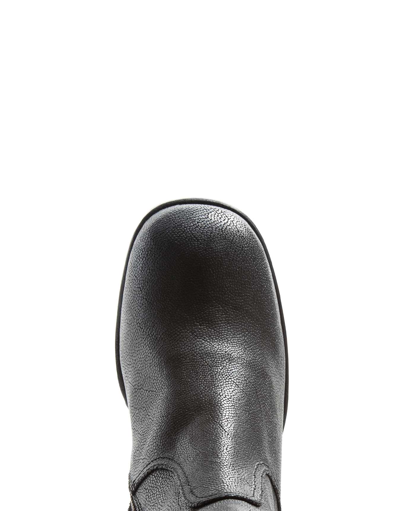 Fiorentini + Baker, LONDON LIL, Dark silver leather women ankle boots with
slightly squared off toe and 9cm heel-Made in Italy-toe