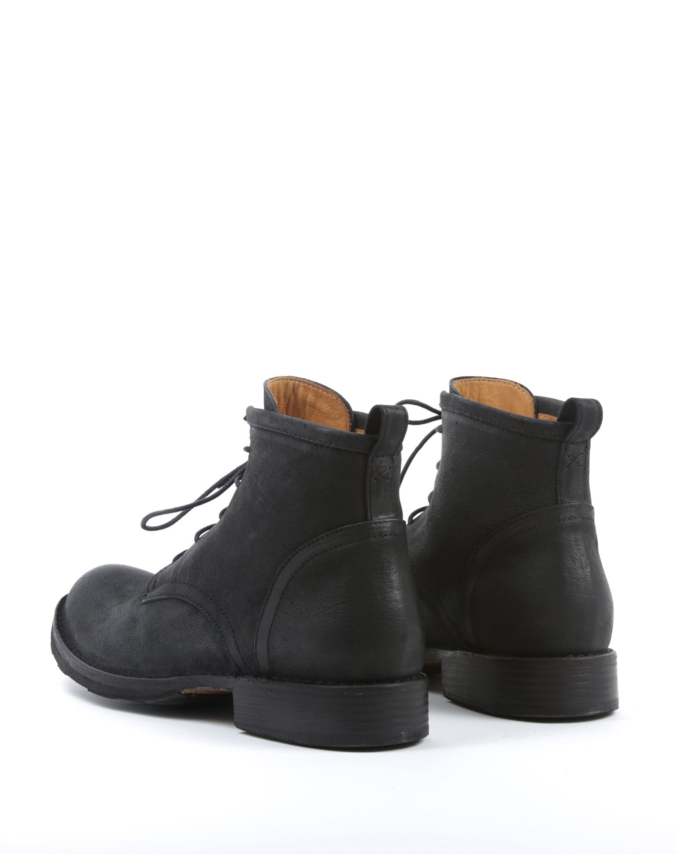 Fiorentini + Baker, ETERNITY EZRA, Grained black leather lace-up ankle boots-Made in Italy-back
