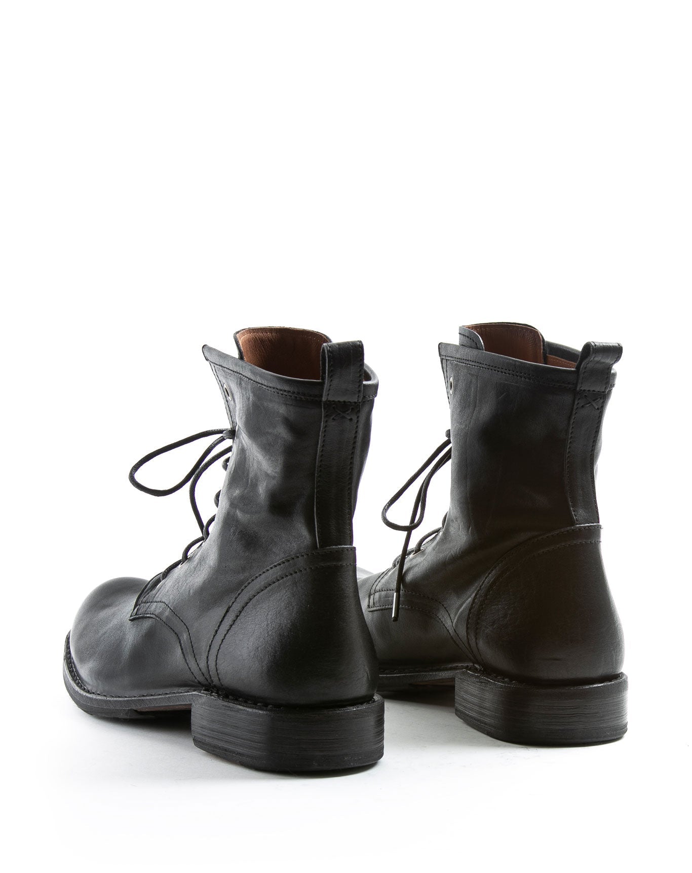 Fiorentini + Baker, ETERNITY ELME, Military style lace-up tall ankle boots in smooth black leather-Made in Italy-back