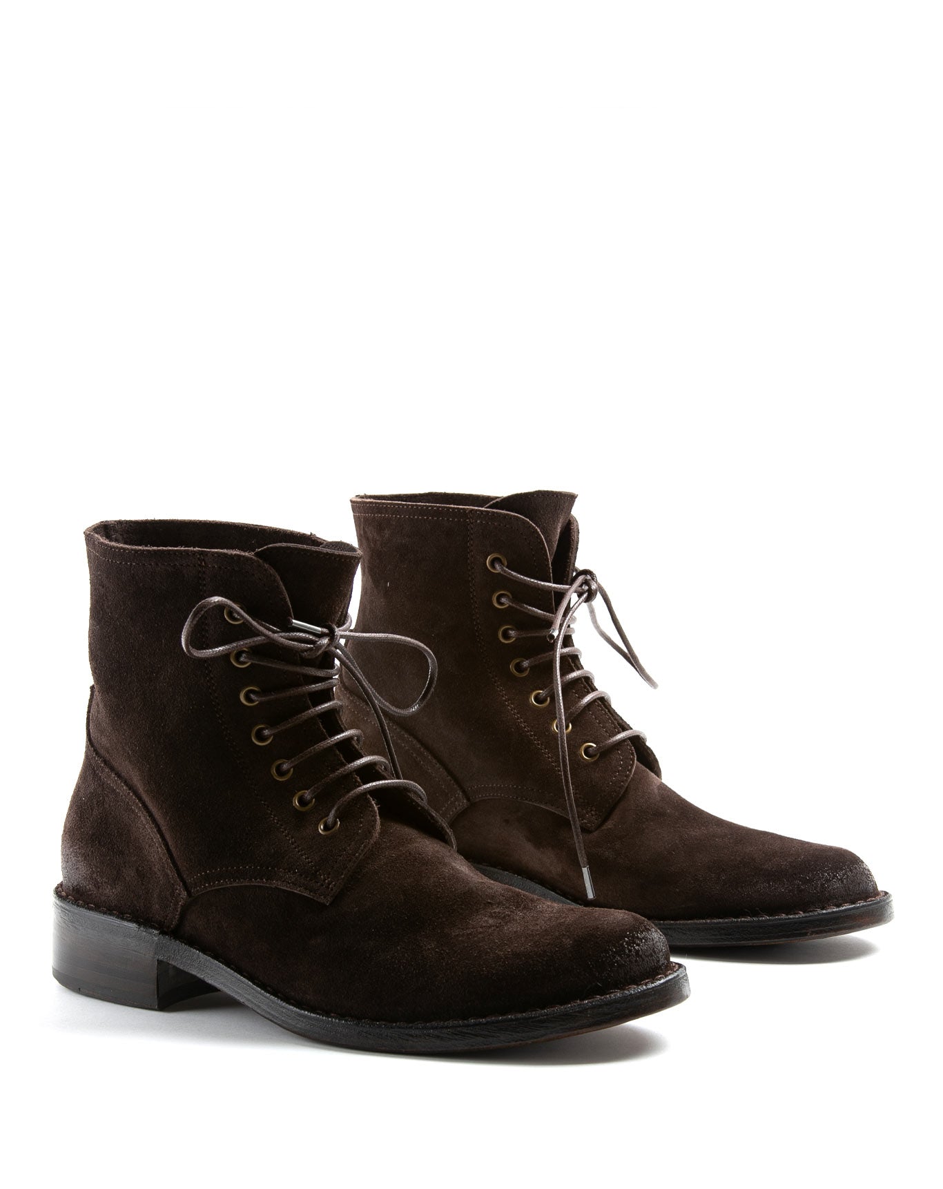 Fiorentini + Baker, FRATERNITY F-EMON, Brown suede ankle lace-up boots-Made in Italy-lateral