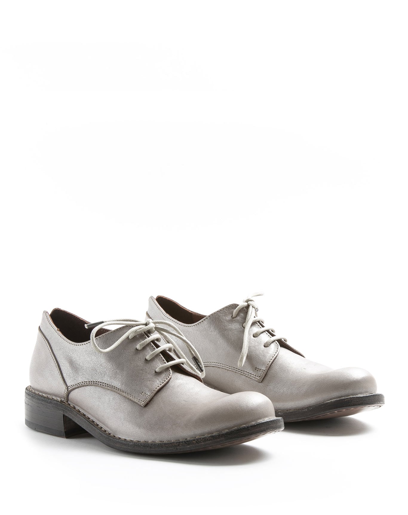 Fiorentini + Baker, FRATERNITY F-706, Women derby lace-up shoes with round toe in silver leather-Made in Italy-lateral