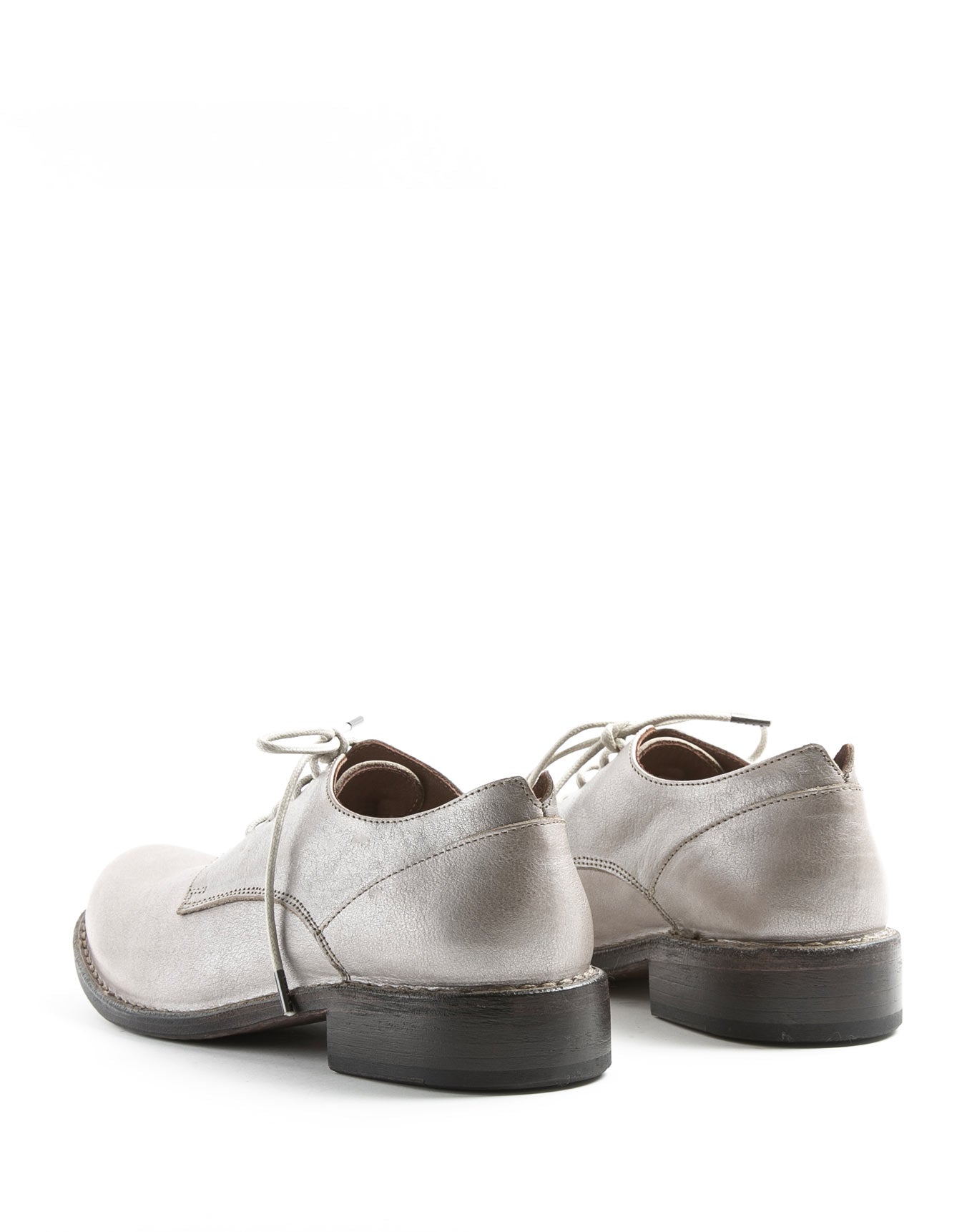 Fiorentini + Baker, FRATERNITY F-706, Women derby lace-up shoes with round toe in silver leather-Made in Italy-back