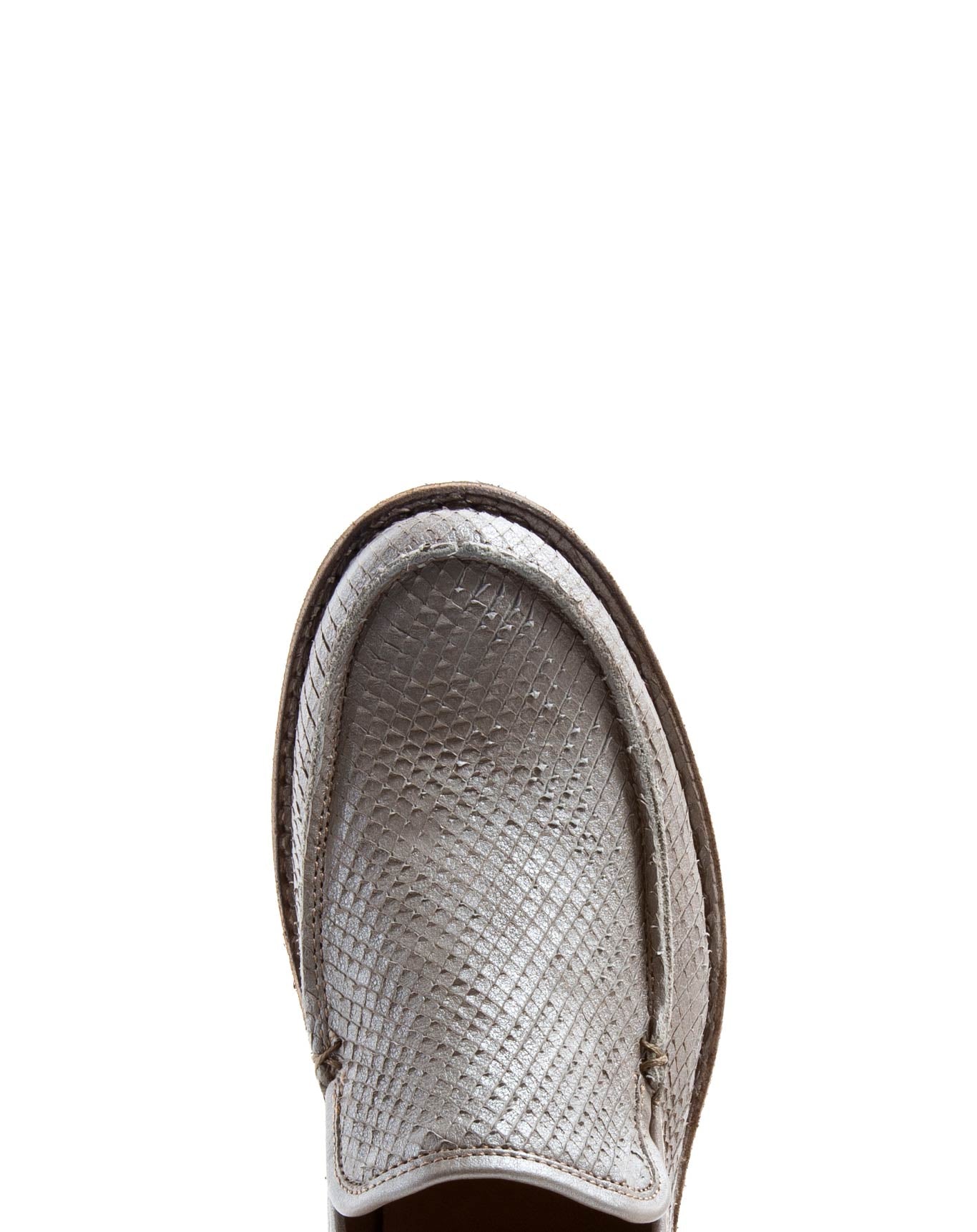 Fiorentini + Baker, FRATERNITY FLOW, Silver laser cut leather loafer-Made in Italy-toe