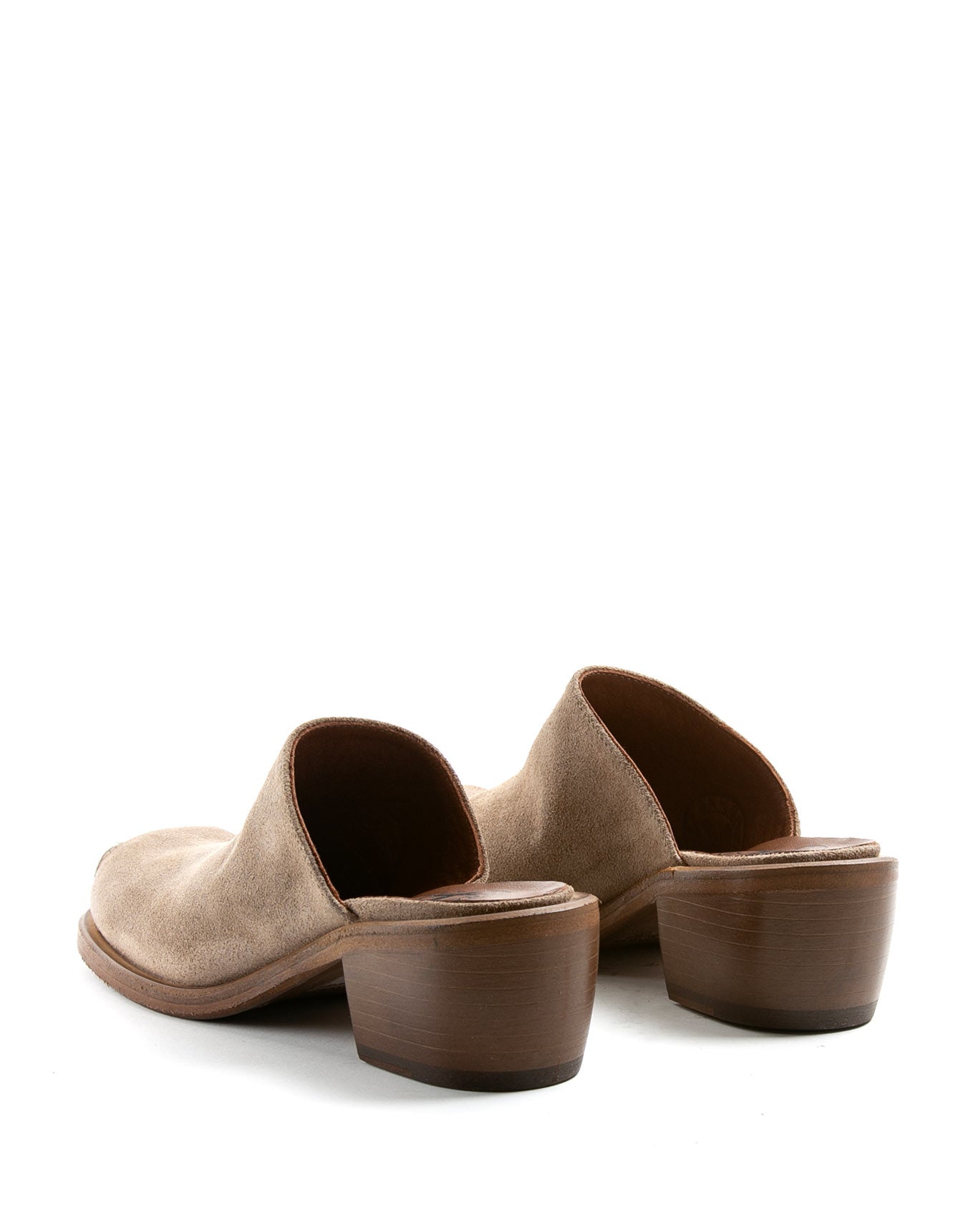 Fiorentini + Baker, MELLOW MIND, Tobacco suede clog mules with squared toe and 4cm heel-Made in Italy-back