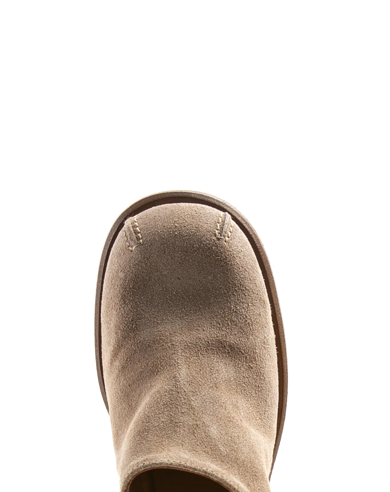 Fiorentini + Baker, MELLOW MIND, Tobacco suede clog mules with squared toe and 4cm heel-Made in Italy-toe