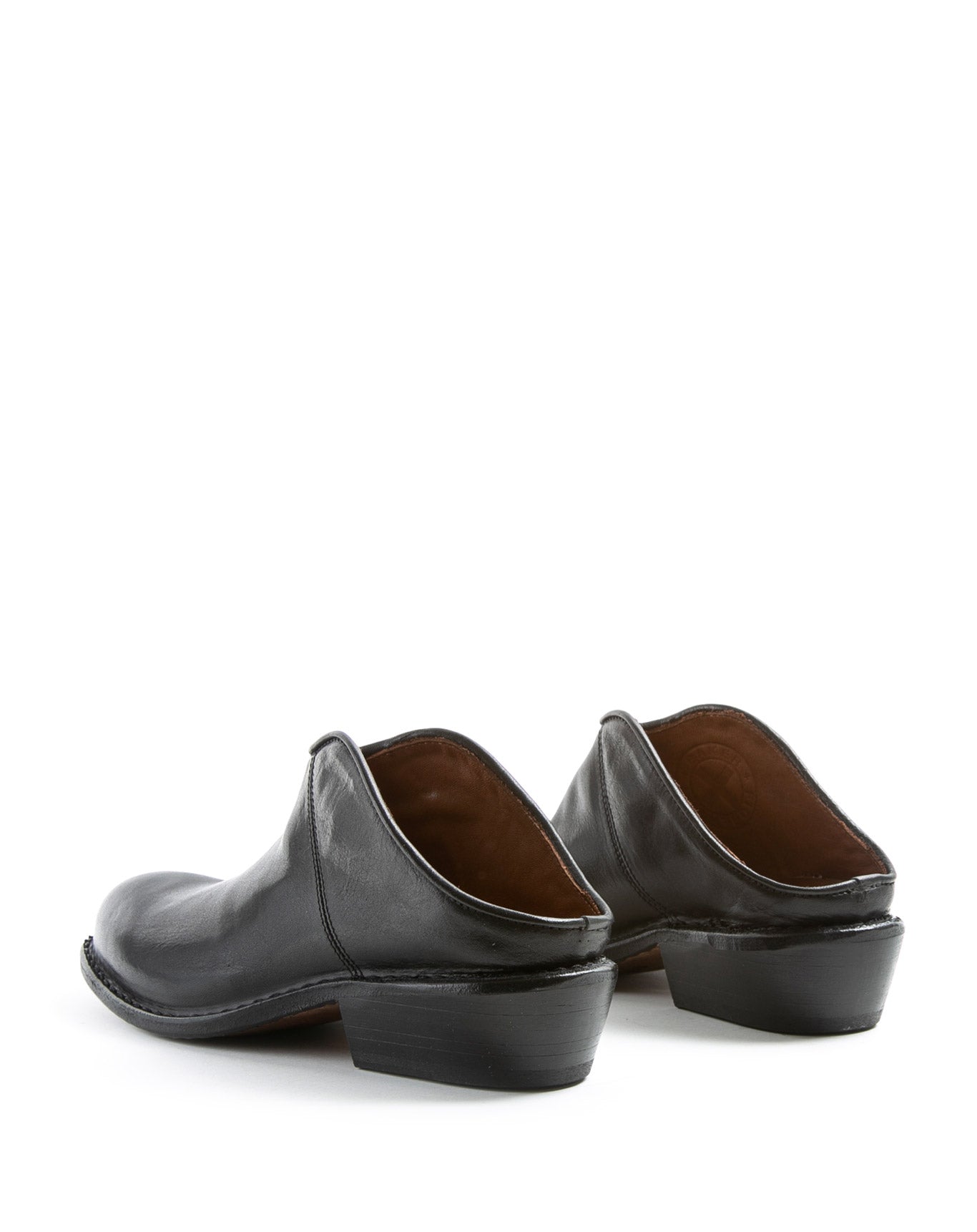 Fiorentini + Baker, ROCKER RENO, Black leather mules with slightly pointed toe and 4.5cm heel-Made in Italy-back