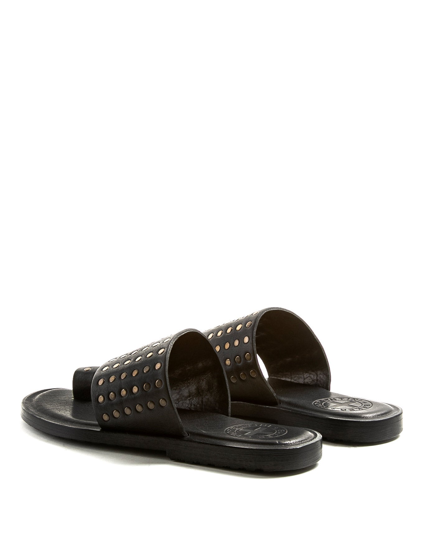 Fiorentini + Baker, ZANTE ZATTYS, Black leather slip on sandals with studs-Made in Italy-back