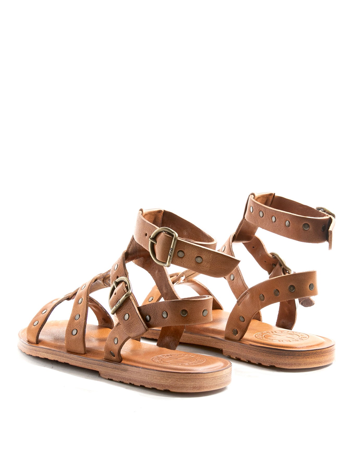 Fiorentini + Baker, ZANTE ZENS, Tan leather sandal with buckled straps and studs-Made in Italy-back