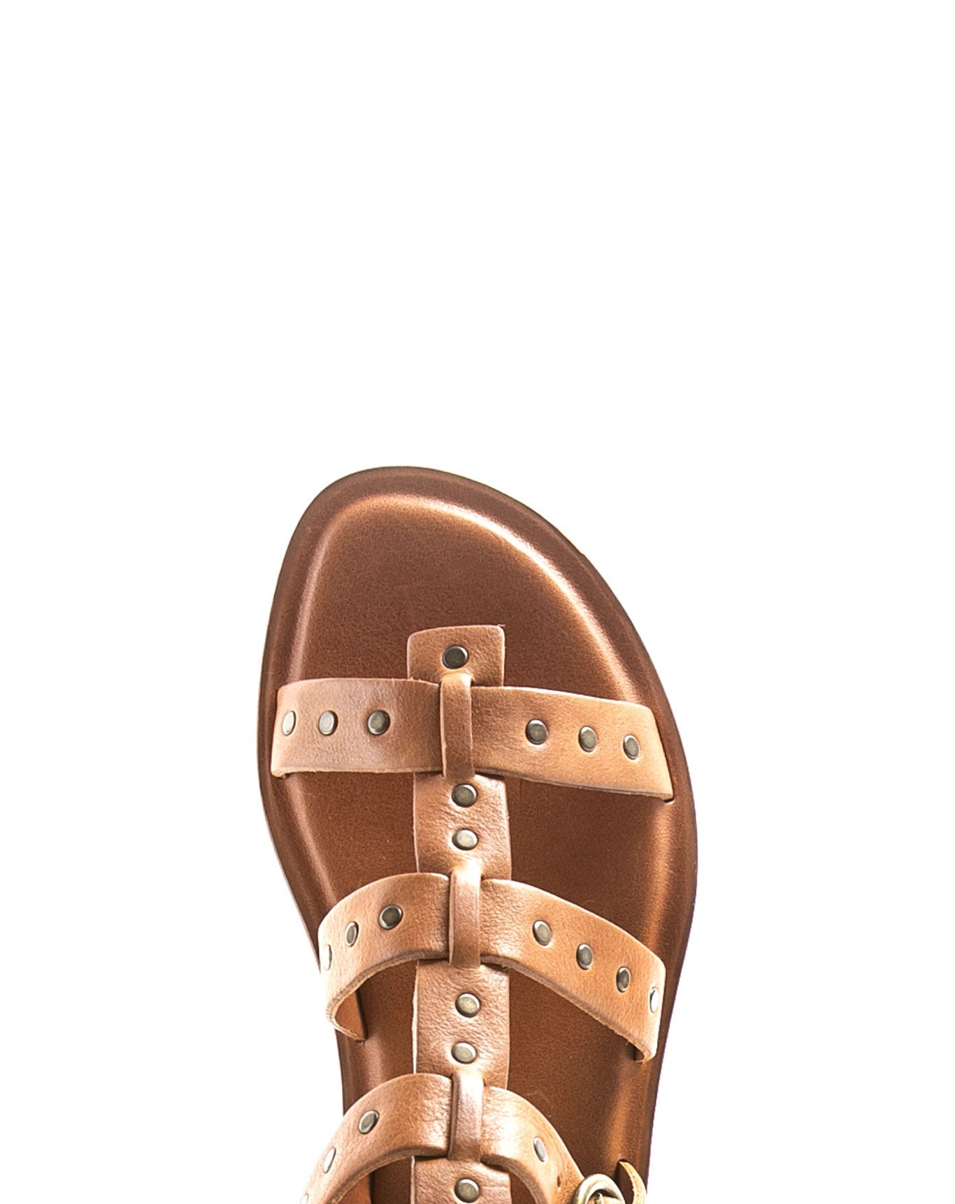 Fiorentini + Baker, ZANTE ZENS, Tan leather sandal with buckled straps and studs-Made in Italy-toe