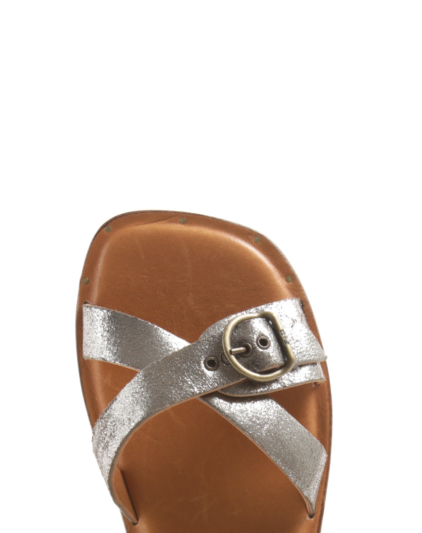 Fiorentini + Baker, ZANTE ZIVA, Women flat sandals with buckled straps in gunmetal leather-Made in Italy-toe