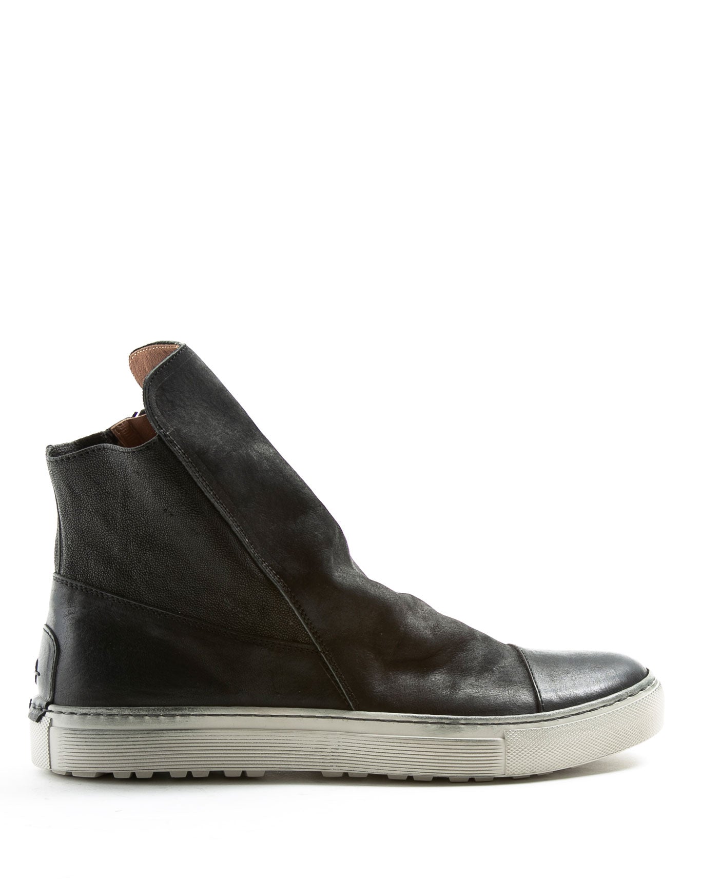 Fiorentini + Baker, BOLT BRET, Black leather sneaker boots with ruched vamp and inside zip-Made in Italy-side